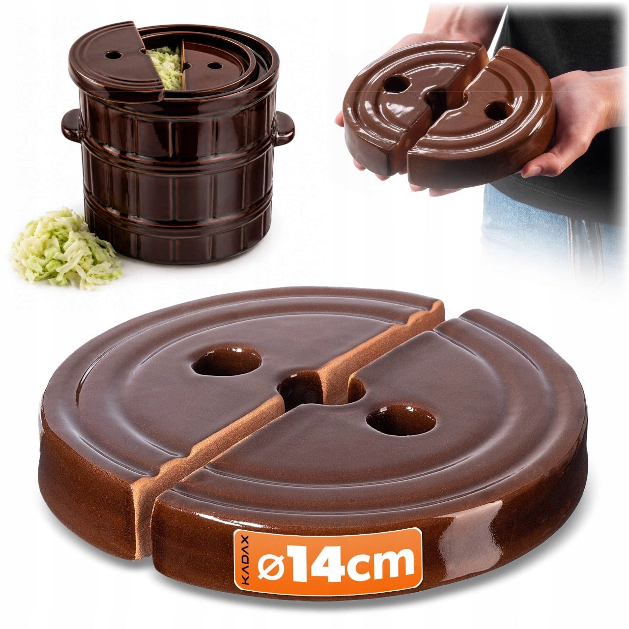 2x PRESSURE STONE 14 cm FOR CABBAGE PICKLING POT BARREL STONEWARE PRESSURE