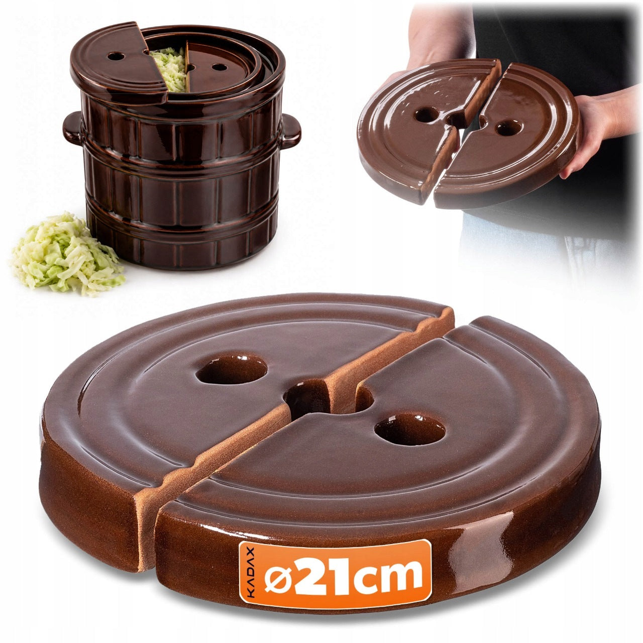 2x PRESSURE STONE 21 cm FOR CABBAGE PICKLING BARREL STONEWARE PRESSURE