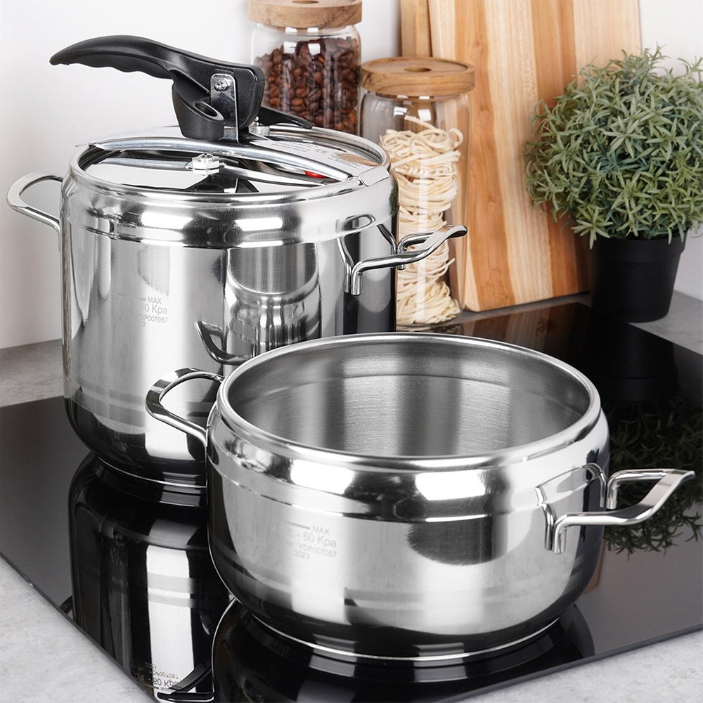2x Pressure Cooker Orion Profi Steel Pressure Pot Quick Cooking 4+7L Packaging status original