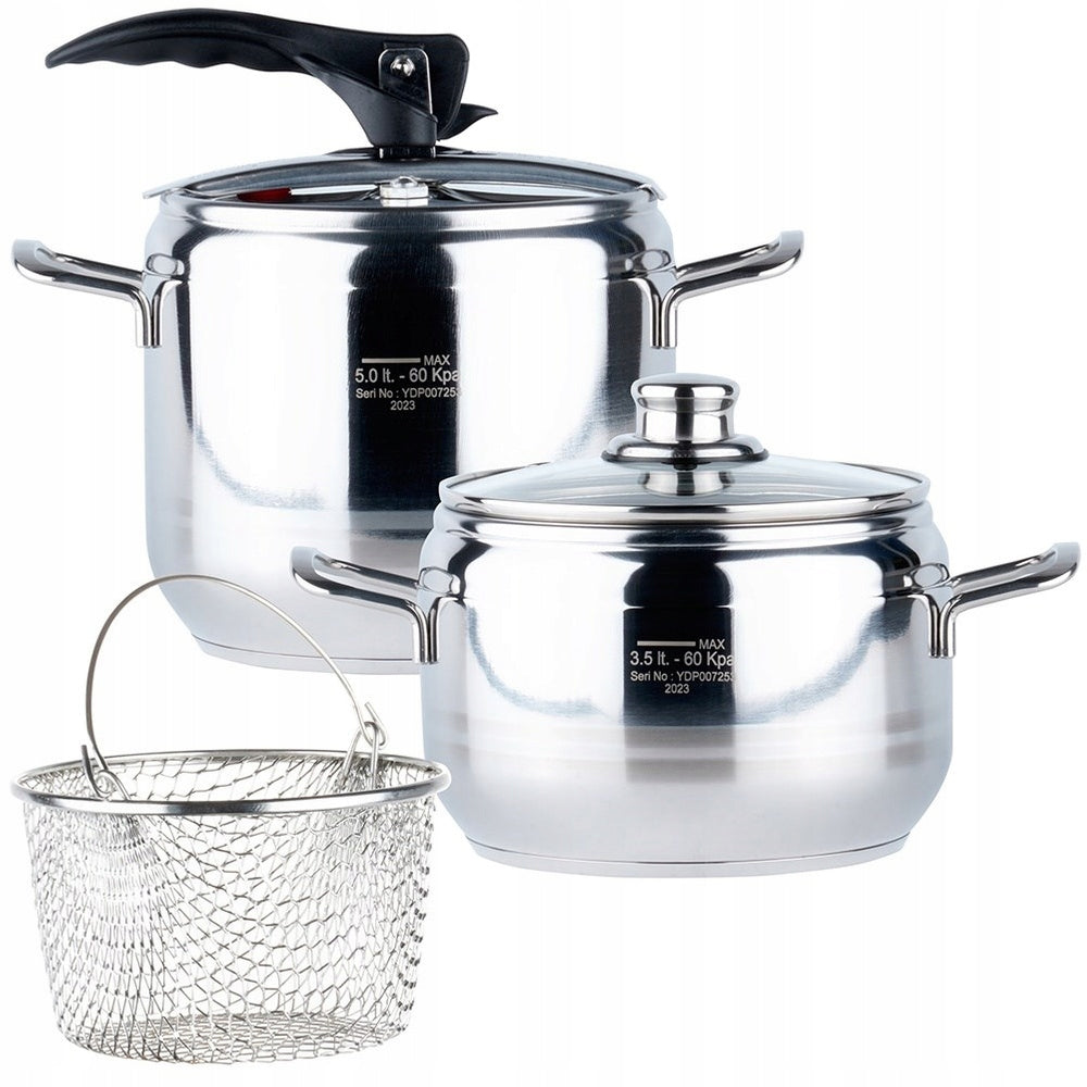 2x Pressure cooker ORION PROFI steel pressure pot fast cooking 3,5+5 Brand no brand
