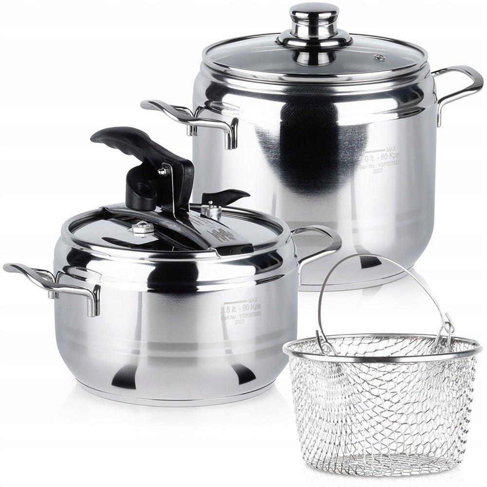 2x Pressure cooker ORION PROFI steel pressure pot fast cooking 3,5+5