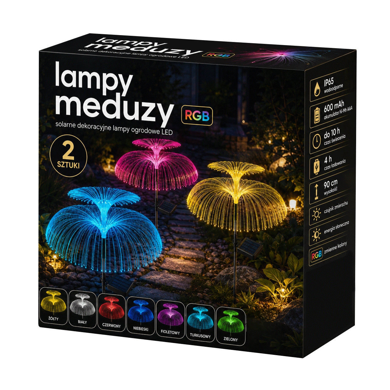 2x SOLAR GARDEN LAMP JELLYFISH HAMMERED WITH SENSOR FIBER OPTIC LAMP Manufacturer code LAMPA SOLARNA MEDUZA Z CZUJNIKIEM