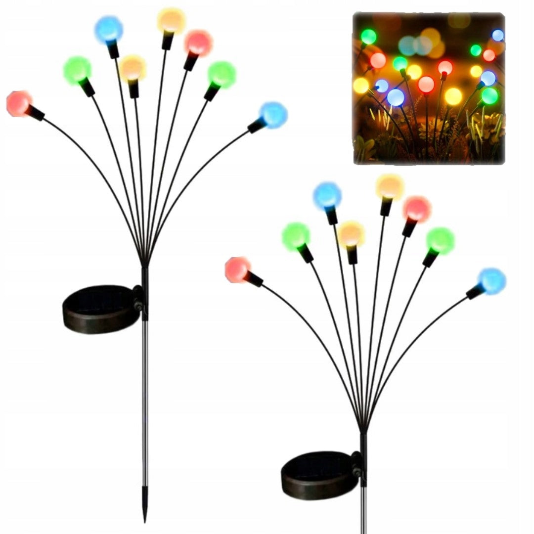 2x SOLAR GARDEN LAMP RGB BALLS MULTICOLOR HAMMERED balls 8 led