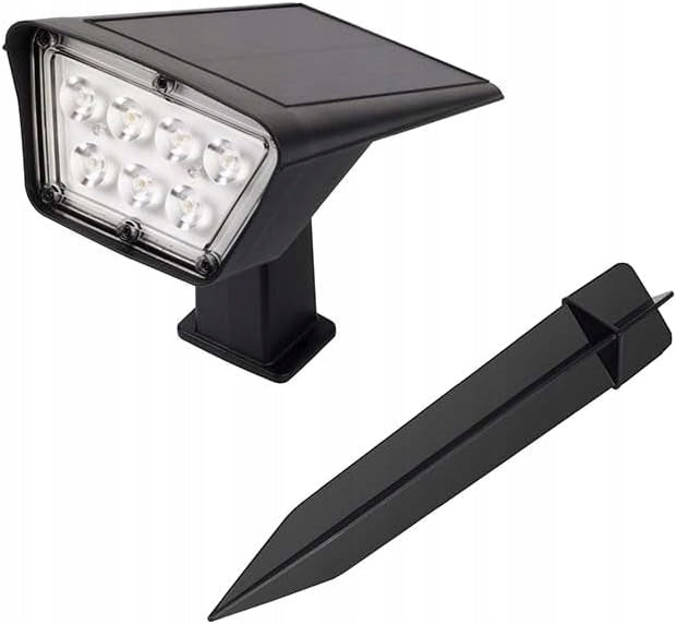 2x SOLAR LED GARDEN LAMP HAMMERED SPOTLIGHT TWILIGHT SENSOR