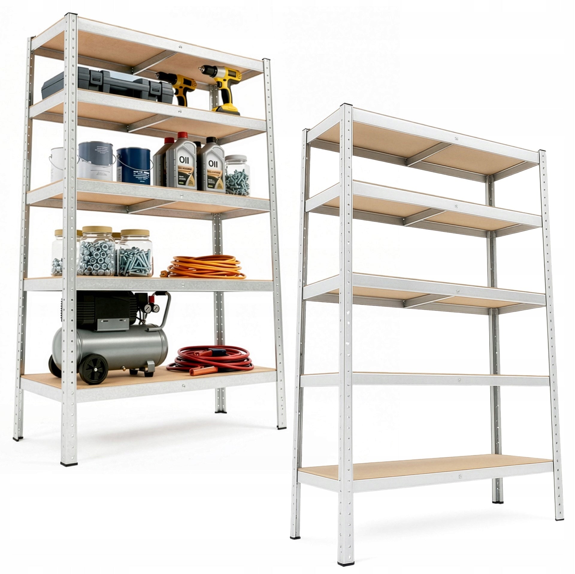 2x STORAGE RACK 180x90x30cm METAL 5 SHELVES MDF WORKSHOP GARAGE
