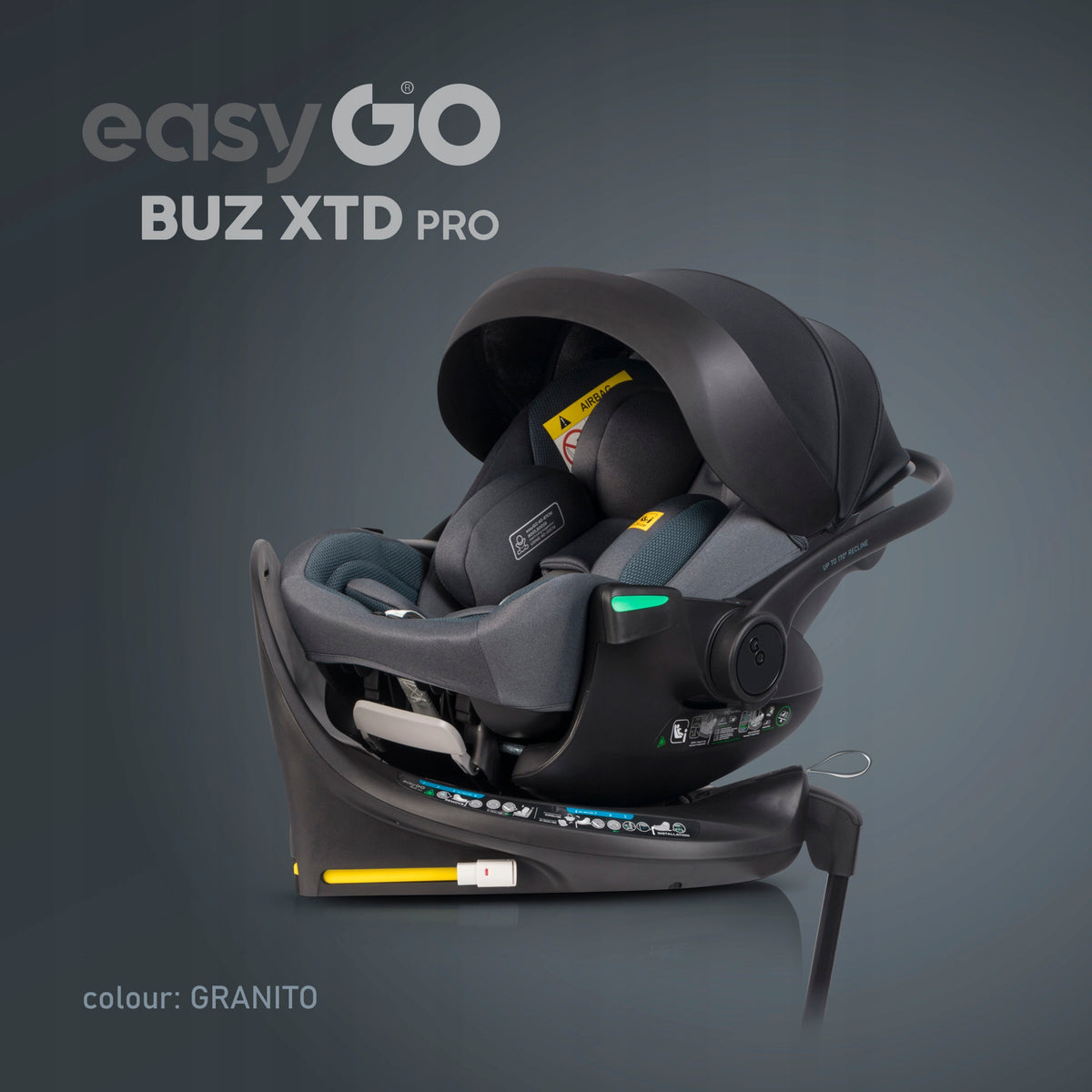 2x SWIVEL CAR SEAT 360° SET + BASE ISOFIX I-SIZE 0-36 KG Manufacturer code Zestaw 2w1 BUZ XTD PRO BUZ PRO BODY Granito