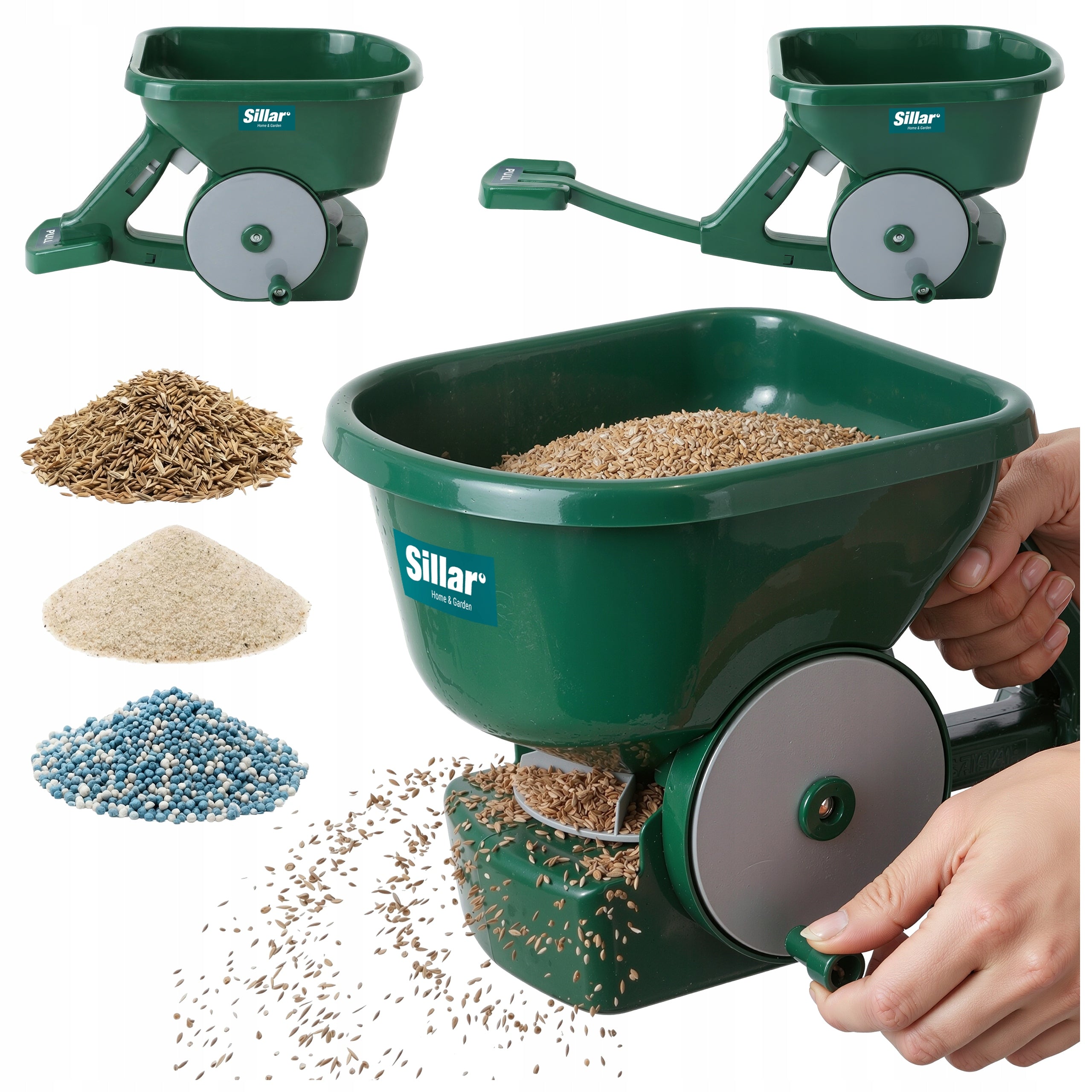 2x Seed Drill Spreader Sillar 3l For Grass Vegetable Seeds Salt Sand Fertilizer Sowing width 360 cm