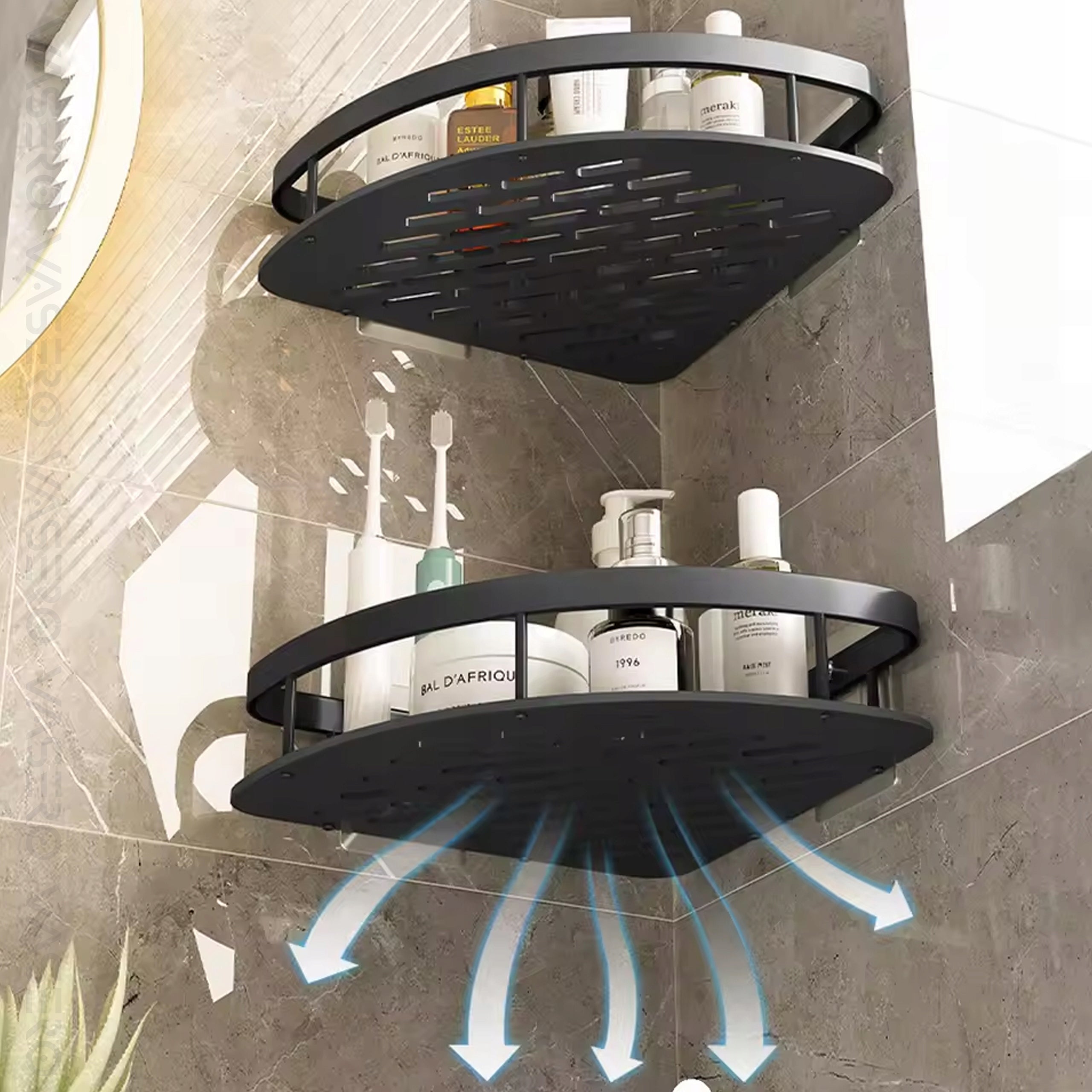2x Shower Shelf Hanging Self Adhesive Wall LOFT Bathroom Shower Manufacturer code S0418
