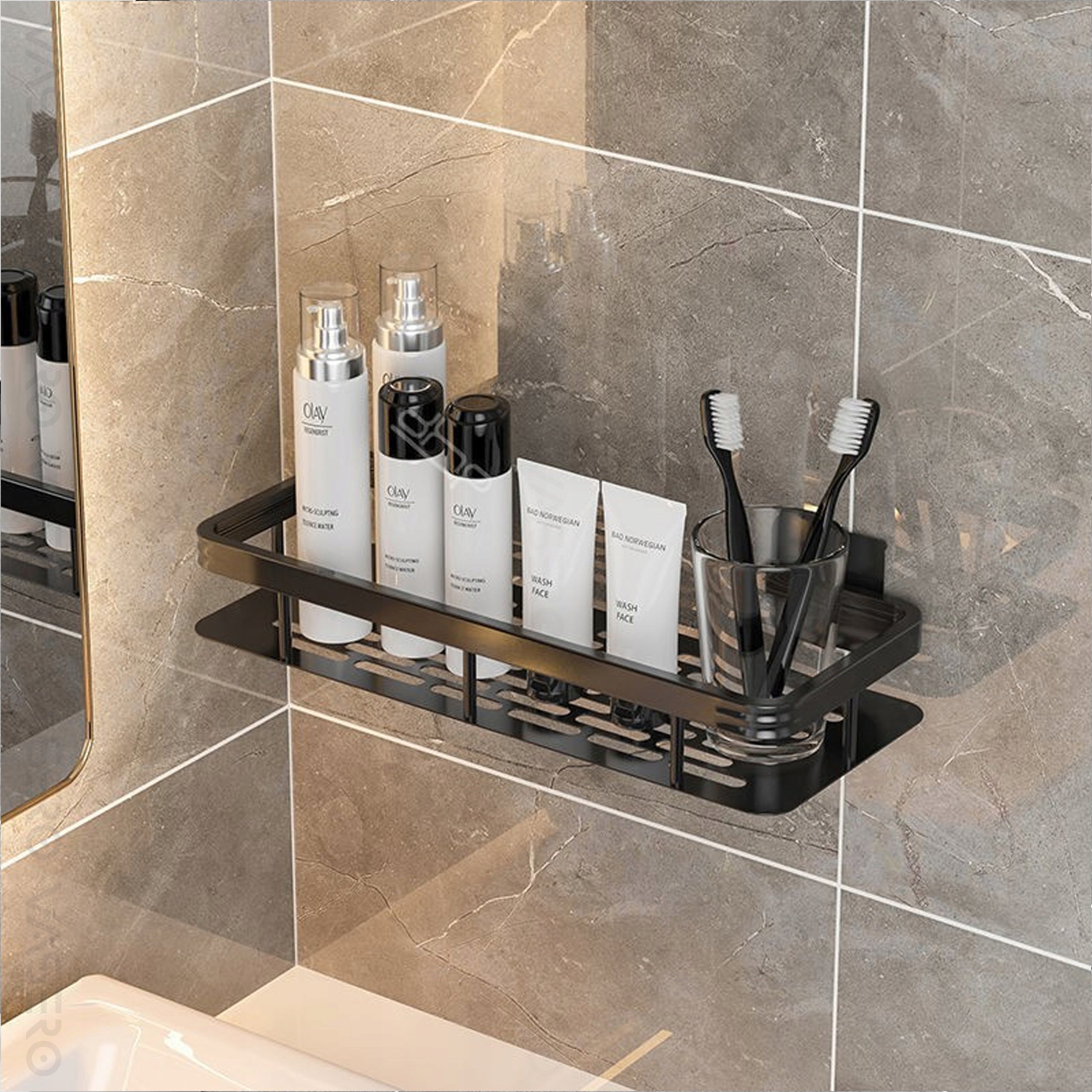2x Shower Shelf Hanging Self Adhesive Wall Mounted For Bathroom Shower Manufacturer code S0417