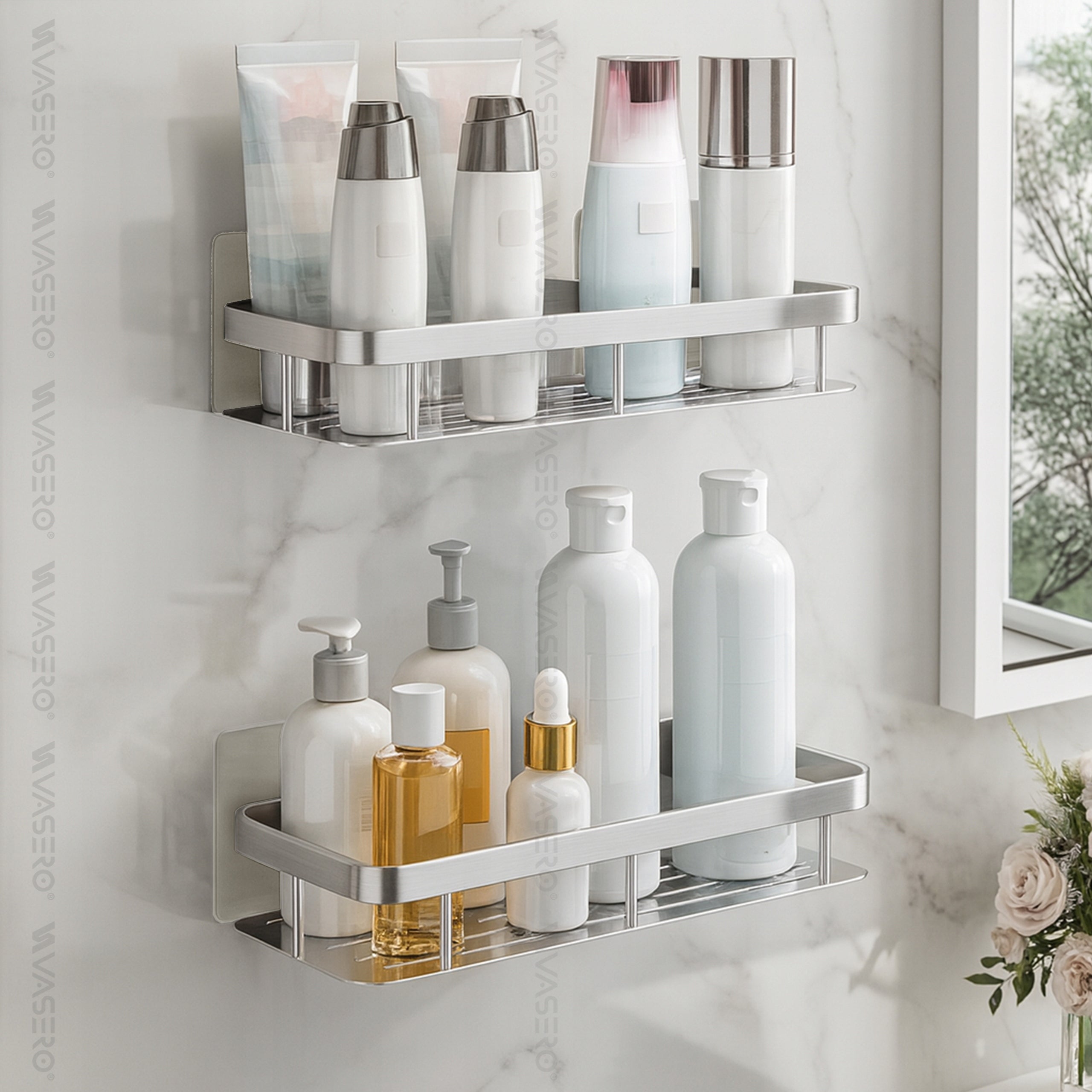2x Shower Shelf Hanging Self Adhesive Wall Mounted For Bathroom Shower Manufacturer code S0420