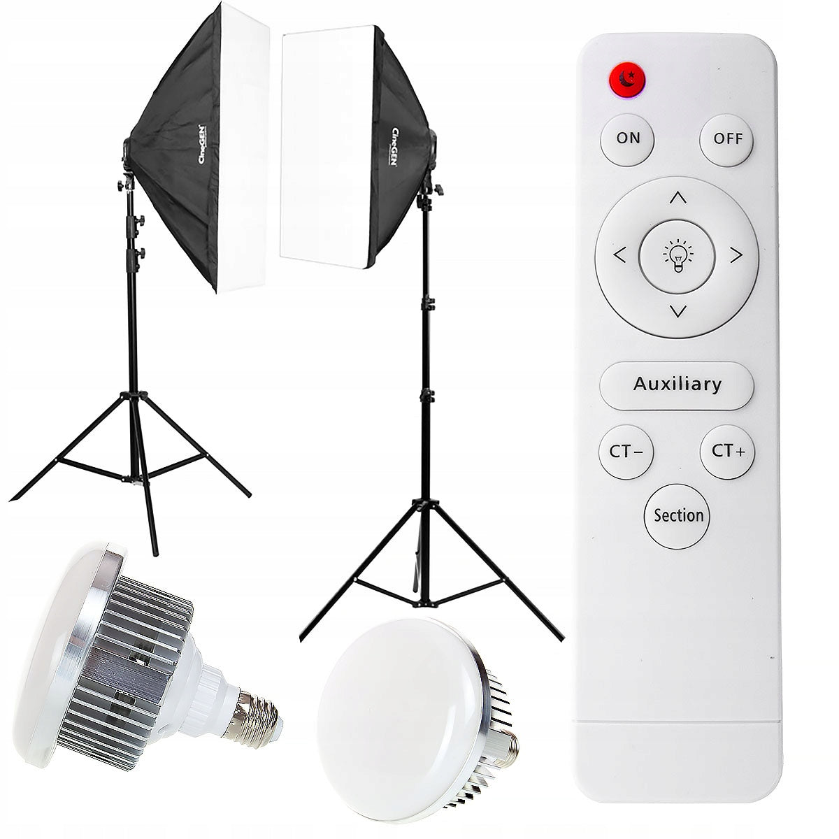 2x Softbox 50x70 cm PILOT 2x Bulb 3600K-6200K