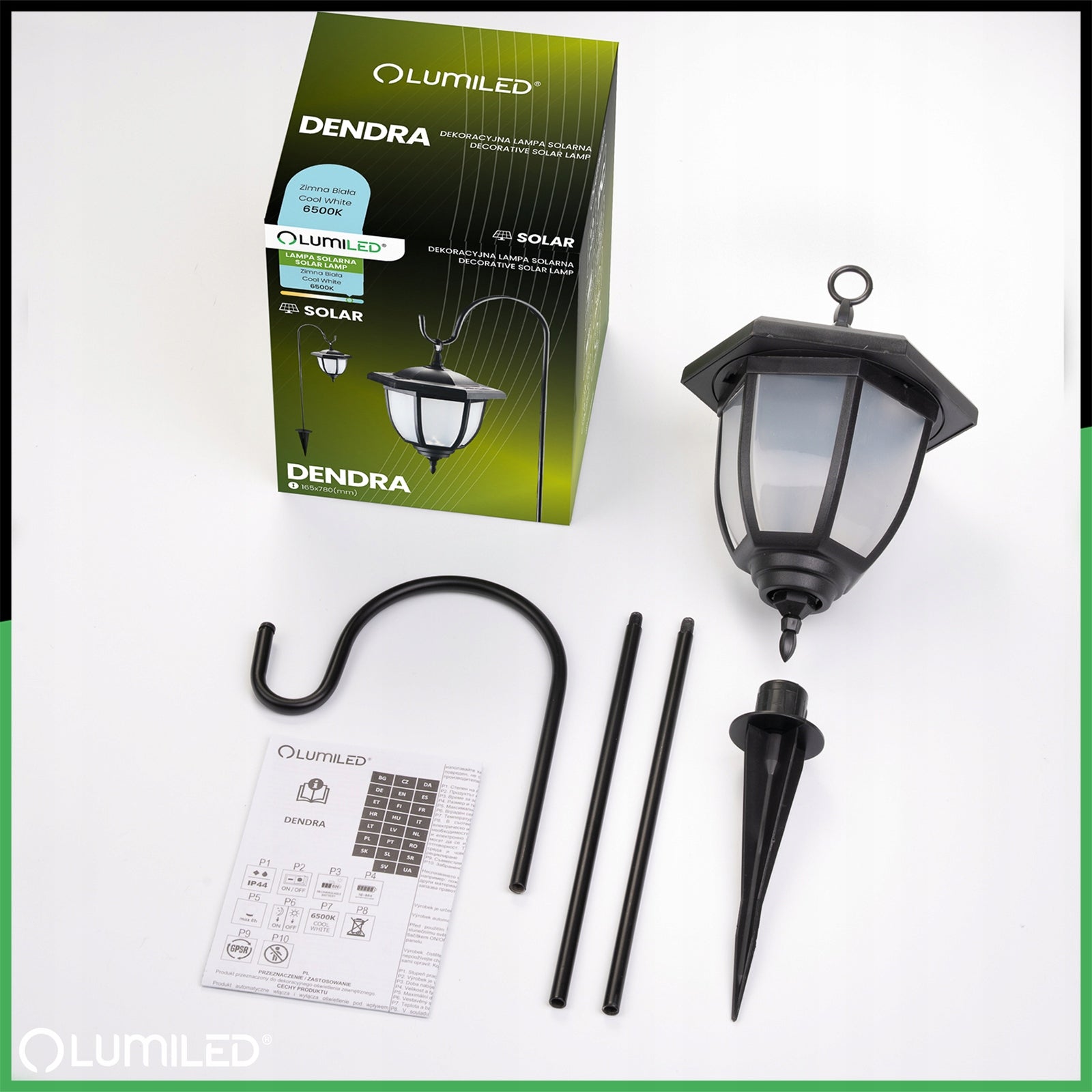 2x Solar Garden Lamp LED Lantern Outdoor Decorative Punched Post Diameter/width 15.5 cm