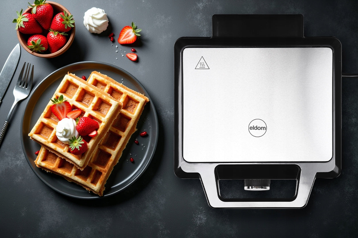 2x Waffle Iron Eldom Wa1600 1600 W Silver Grey Brand Eldom
