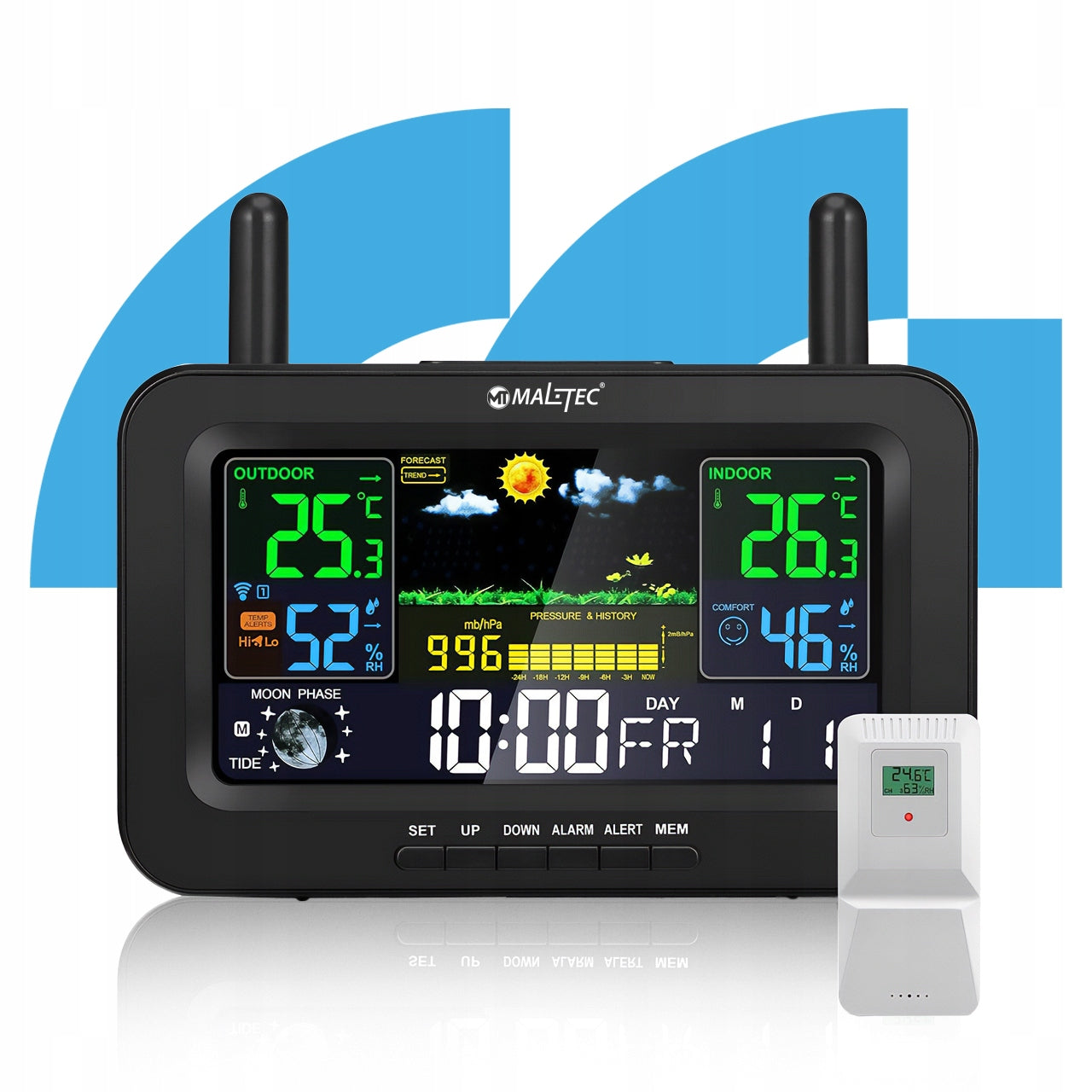 2x Weather Station Wireless Thermometer Barometer Outdoor Pogo Sensor Model Daily1000M
