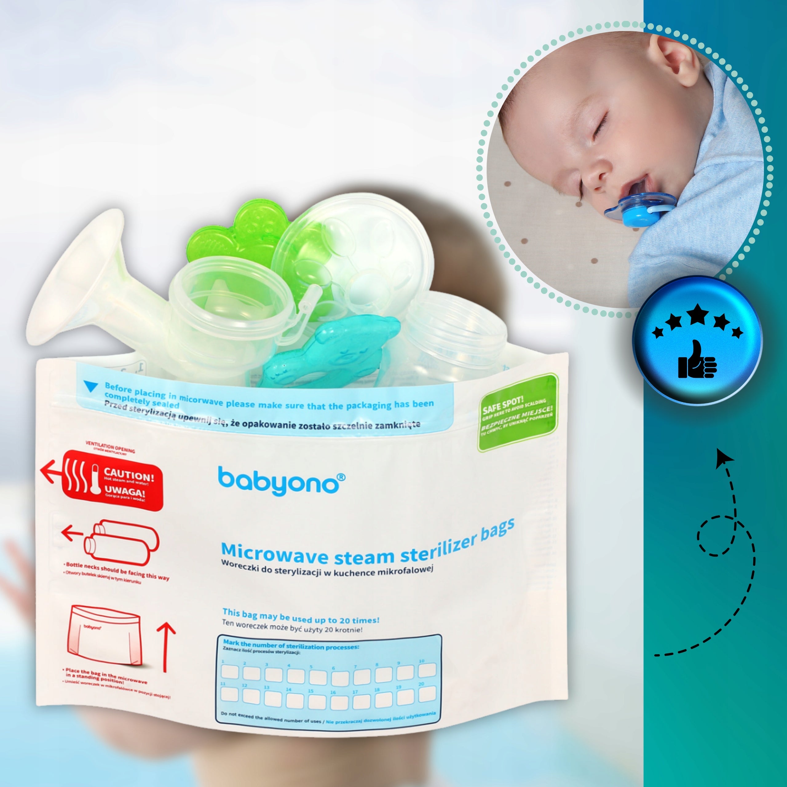 2x5pcs Microwave Sterilization Pouches for Teat Bottles Manufacturer code 1038