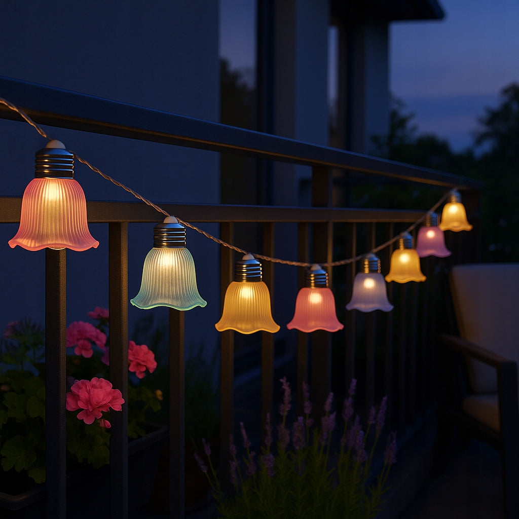 3.8m Solar Garden String Lights with 10x Bell-Shaped LEDs - Outdoor Solar Lamps Manufacturer code 9273