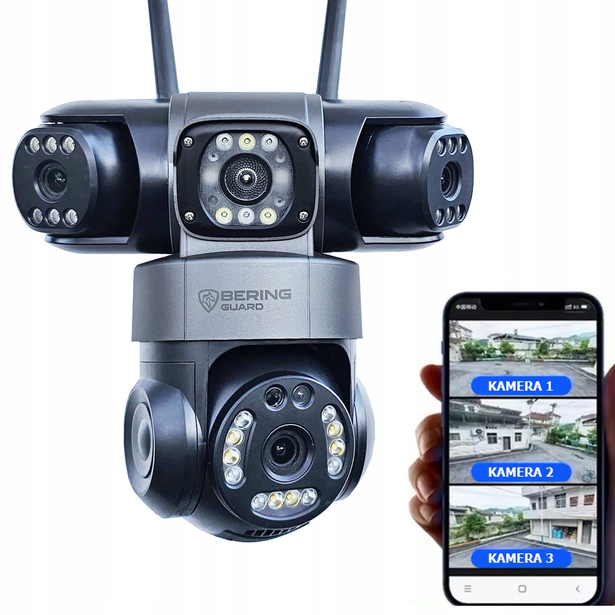 3 CAMERAS GSM SIM ZOOM CARD 8MP THREE LENSES BERING GUARD PANORAMIC Packaging status original