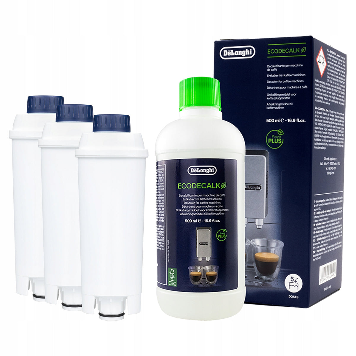 3 Filter for Delonghi DLSC002 EcoDecalk Descaler 500ml