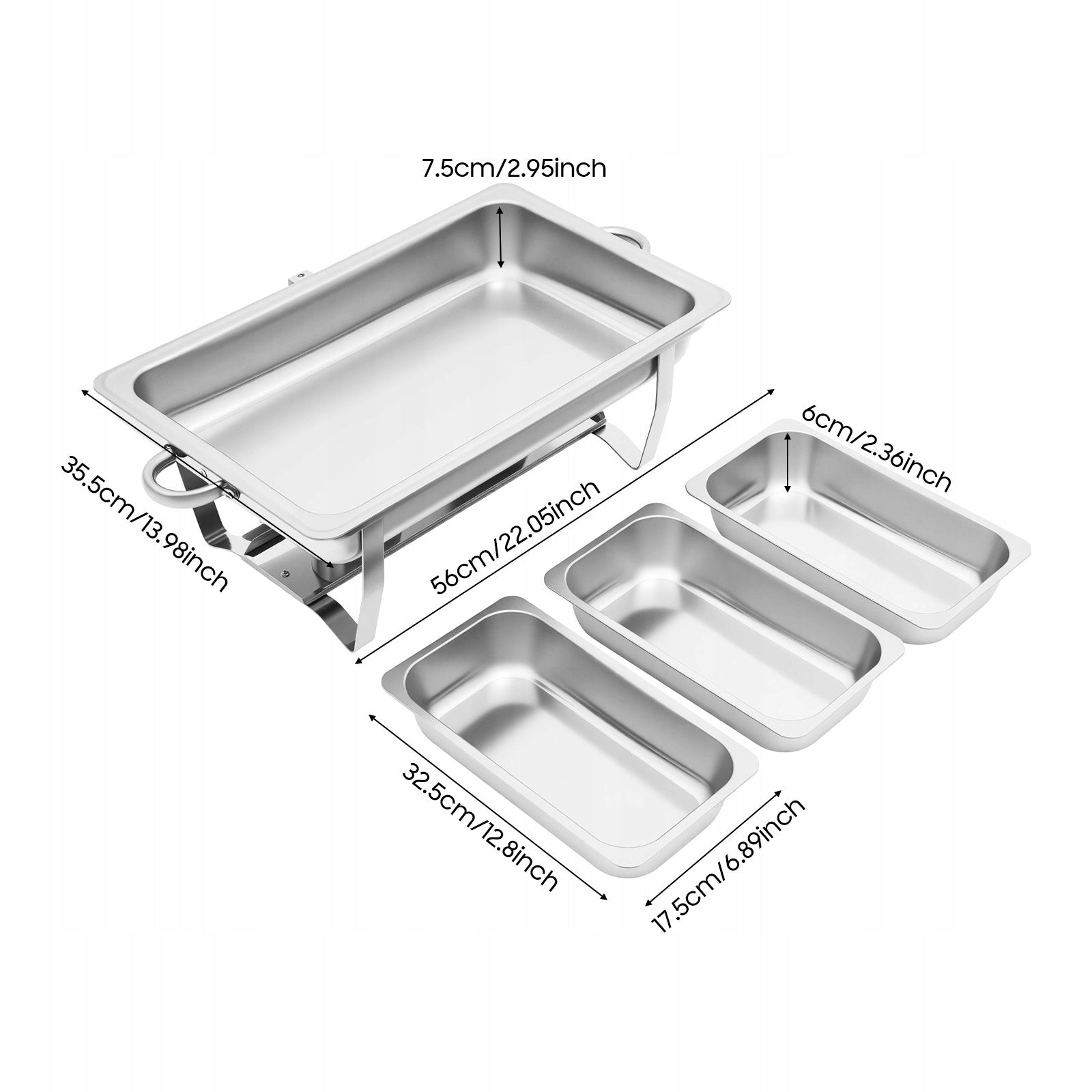 3-GRID 9L STAINLESS STEEL CHAFING DISH BUFFET WARMER Packaging status original