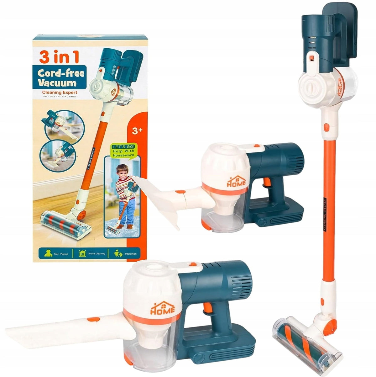 3-IN-1 BATTERY OPERATED VERTICAL VACUUM CLEANER FOR KIDS