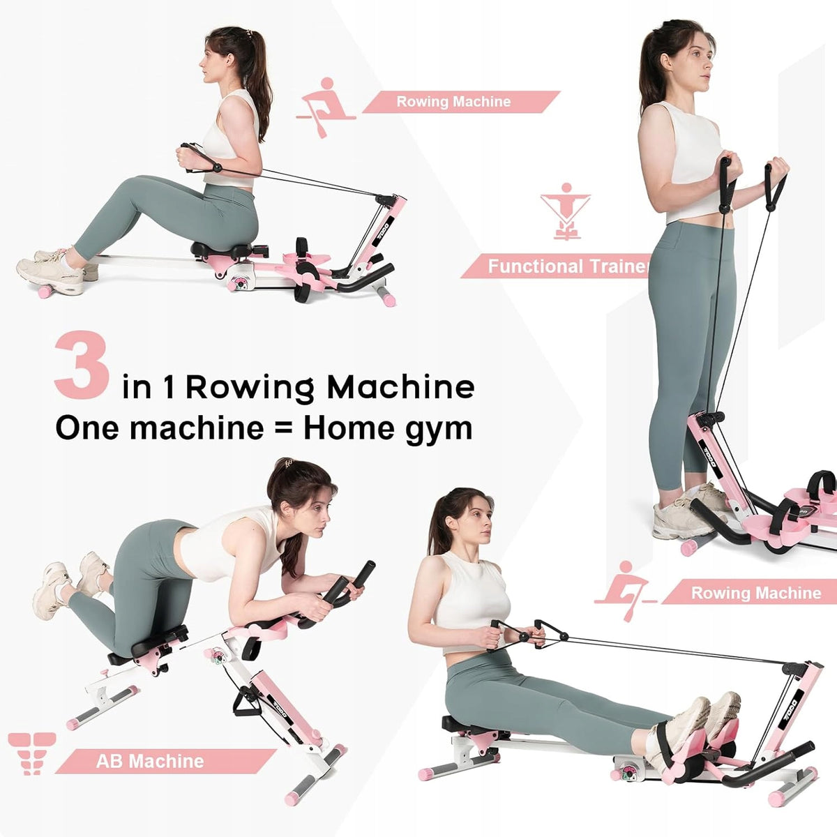 3-IN-1 HOUSEHOLD ROWING MACHINE FOLDABLE WITH LCD ABDOMINAL AND WHOLE BODY TRAINING 120 KG EAN (GTIN) 0193145684737