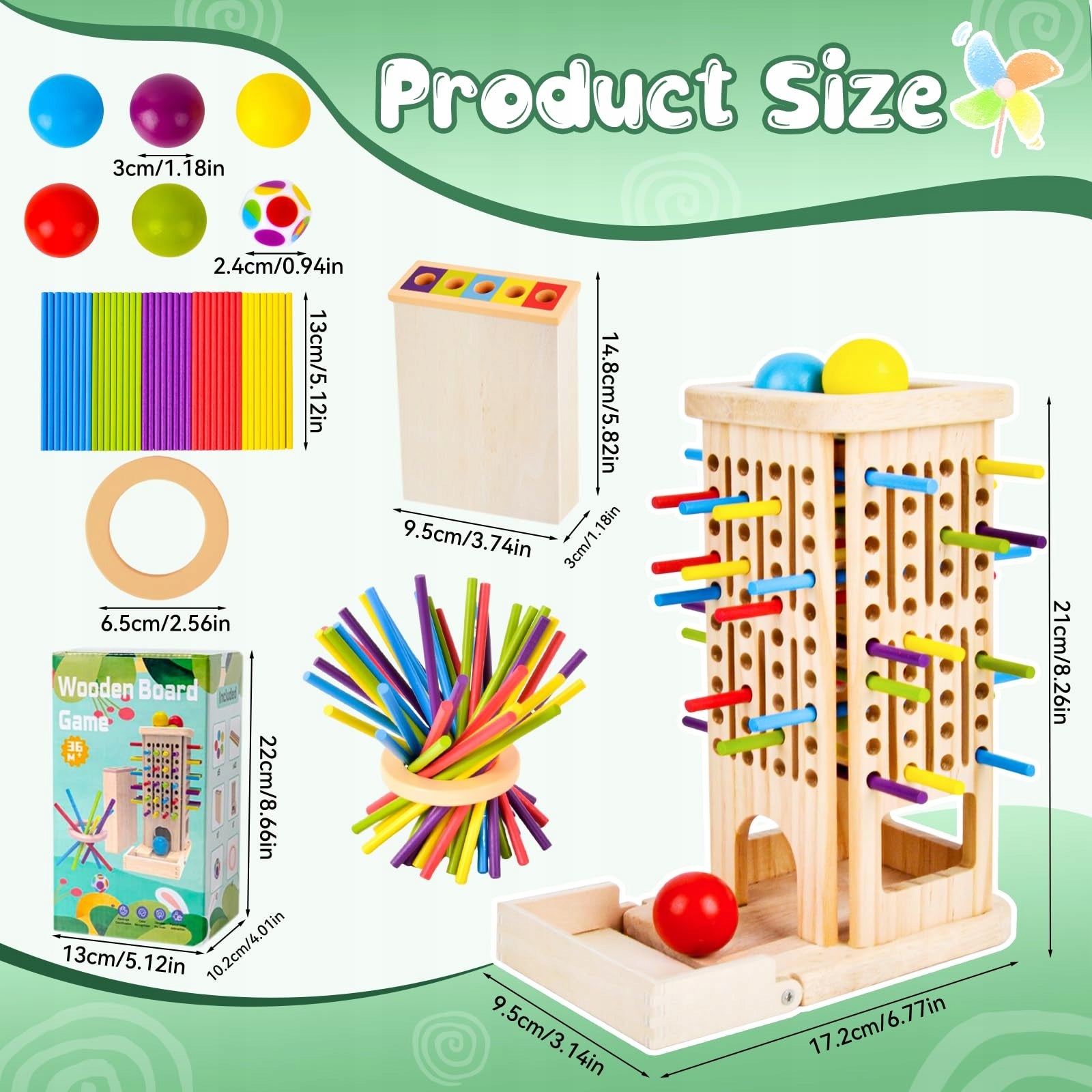 3-IN-1 Montessori Toy Wooden Educational Game - for Kids 3 Years and Up Manufacturer code 58342