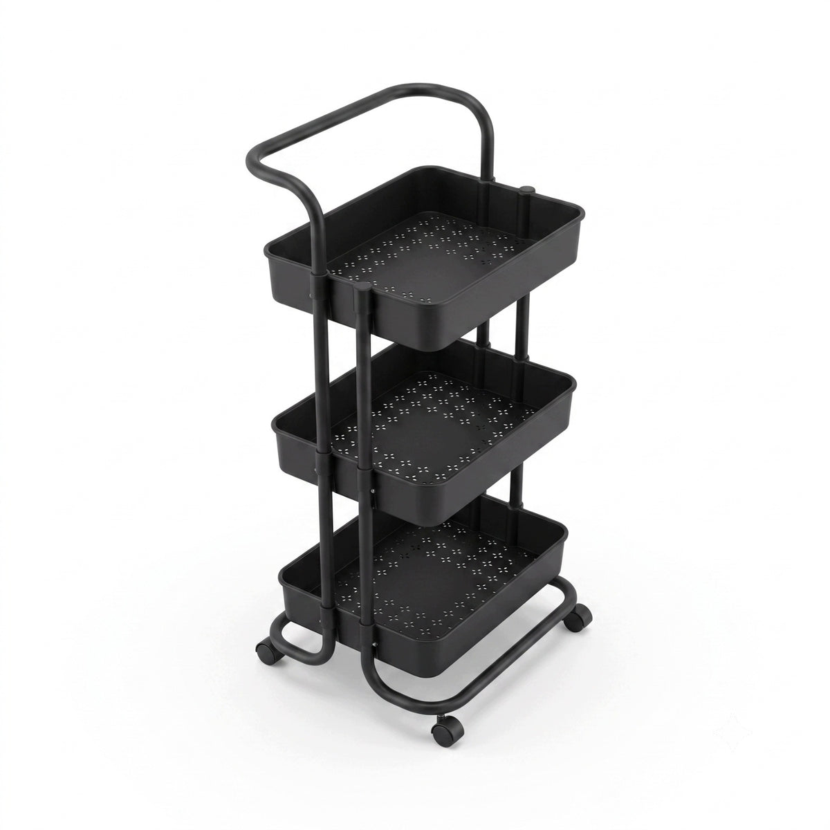 3-LEVEL KITCHEN TROLLEY ON WHEELS METAL BLACK 37X43X89 CM Packaging status original