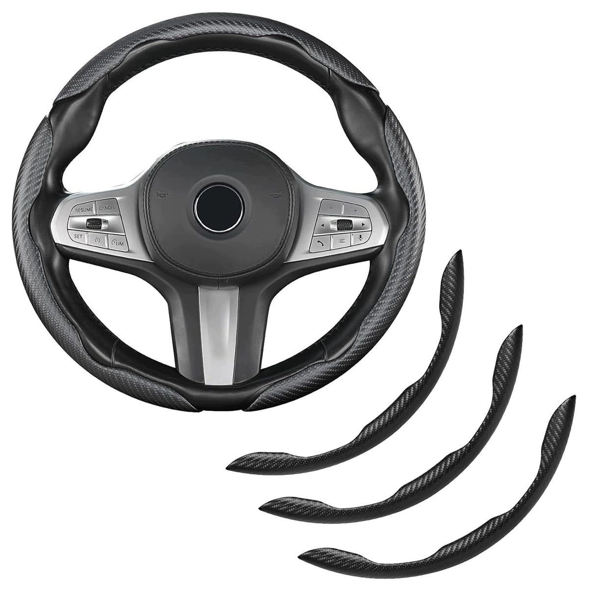 3 PIECE CARBON FIBER HANDLEBAR COVER NON-SLIP CARBON