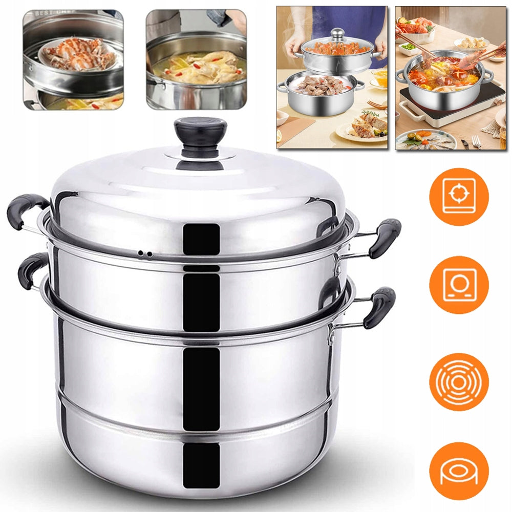 3-PLY STEAMER 28 CM, DURABLE, STEAMER, SOUP COOKING POT