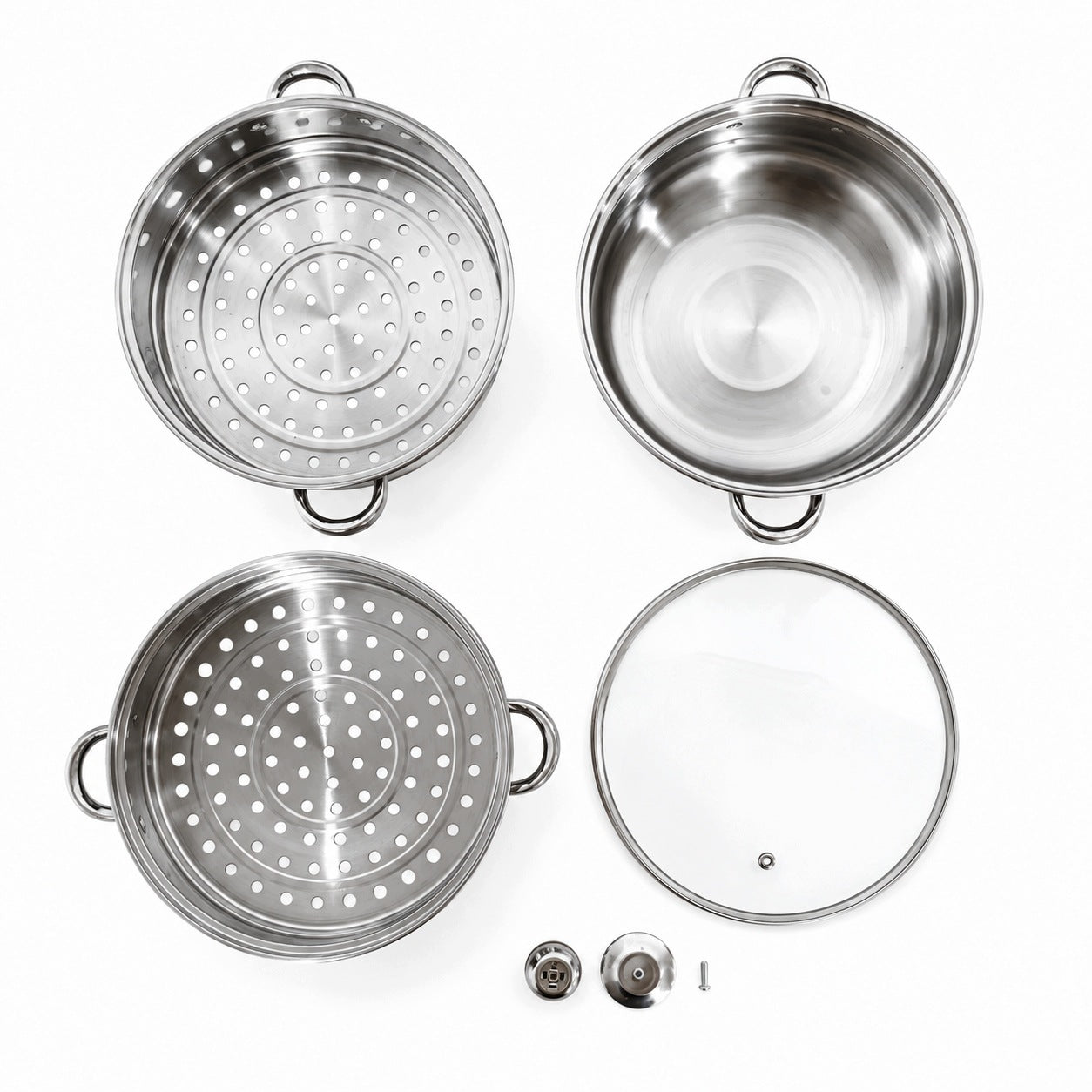 3-PLY STEAMING POT WITH THICKENED HANDLES AND OPENING Packaging status original