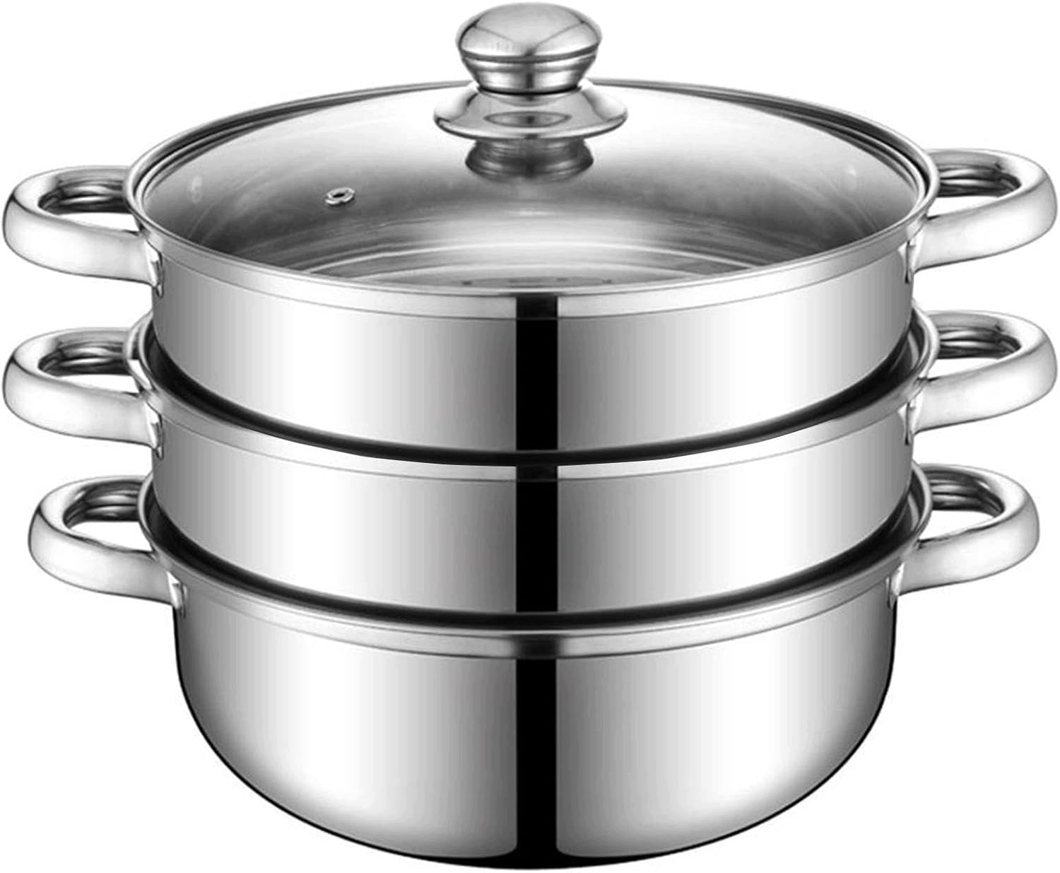 3-PLY STEAMING POT WITH THICKENED HANDLES AND OPENING