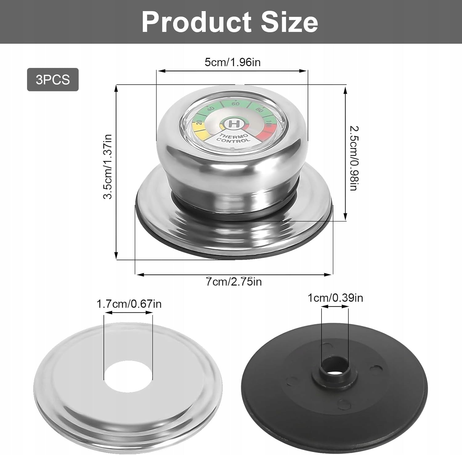 3 Pieces Pot Holders with Thermometer, Thermal Cover Button, Ear Manufacturer code 5908107269359