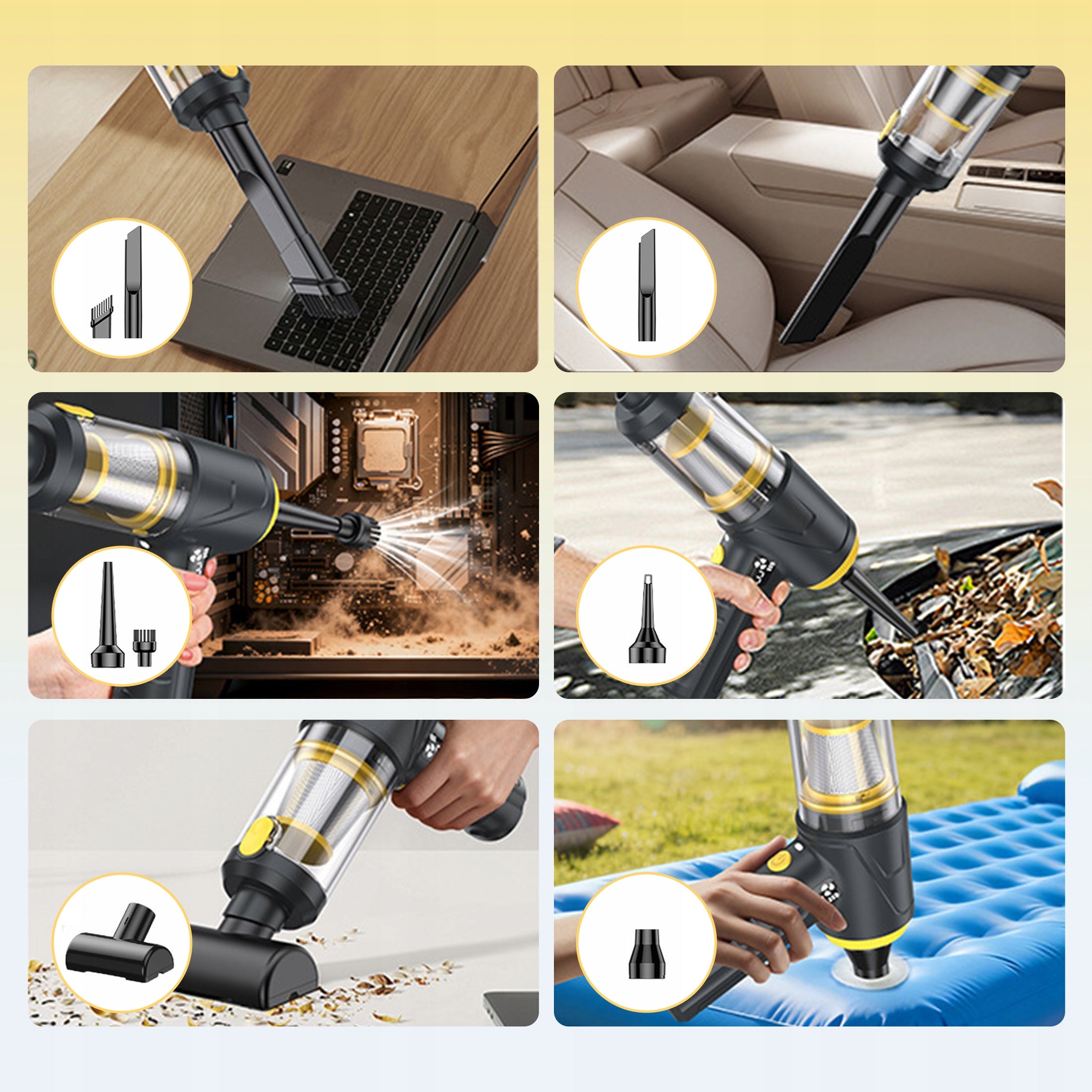 3-Speed 4 in 1 Handheld Cordless Vacuum Cleaner for Car Home Office Manufacturer code LT-145BlackDisplay