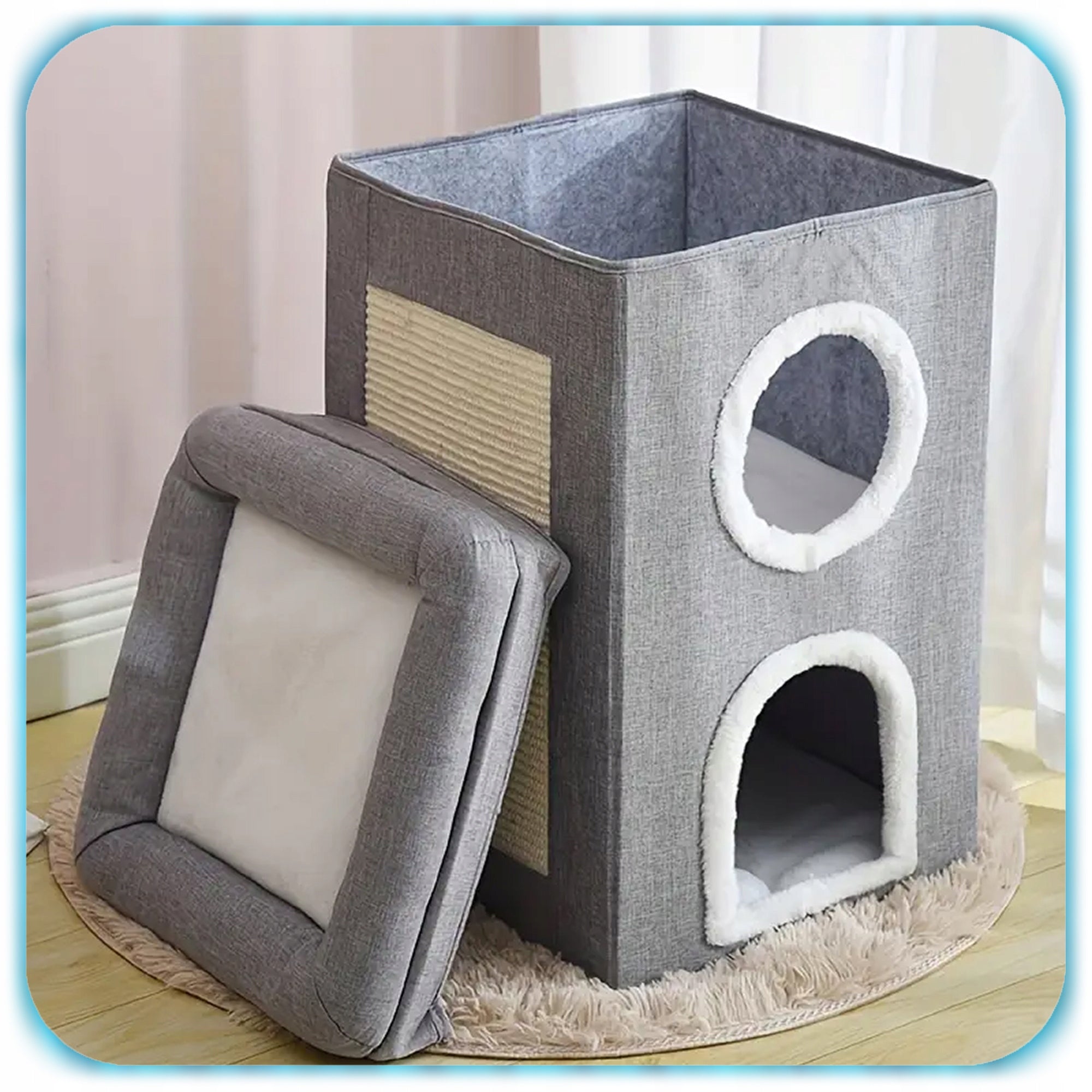 3-TIER CAT HOUSE BOOTH FOLDING SCRATCHING POST 42x41x65CM TOWER BED Brand no brand