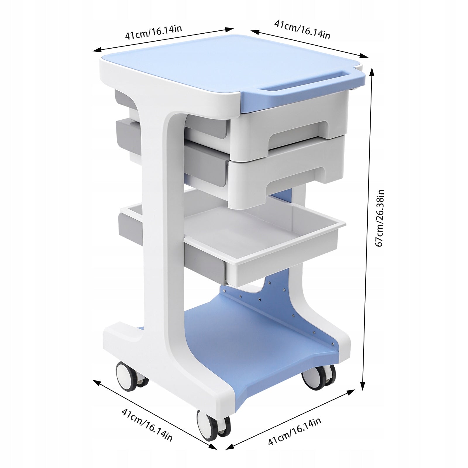 3-TIER SALON TROLLEY PRACTICAL CART BEAUTY CART WITH 2 DRAWERS 50KG LOAD Medical device no