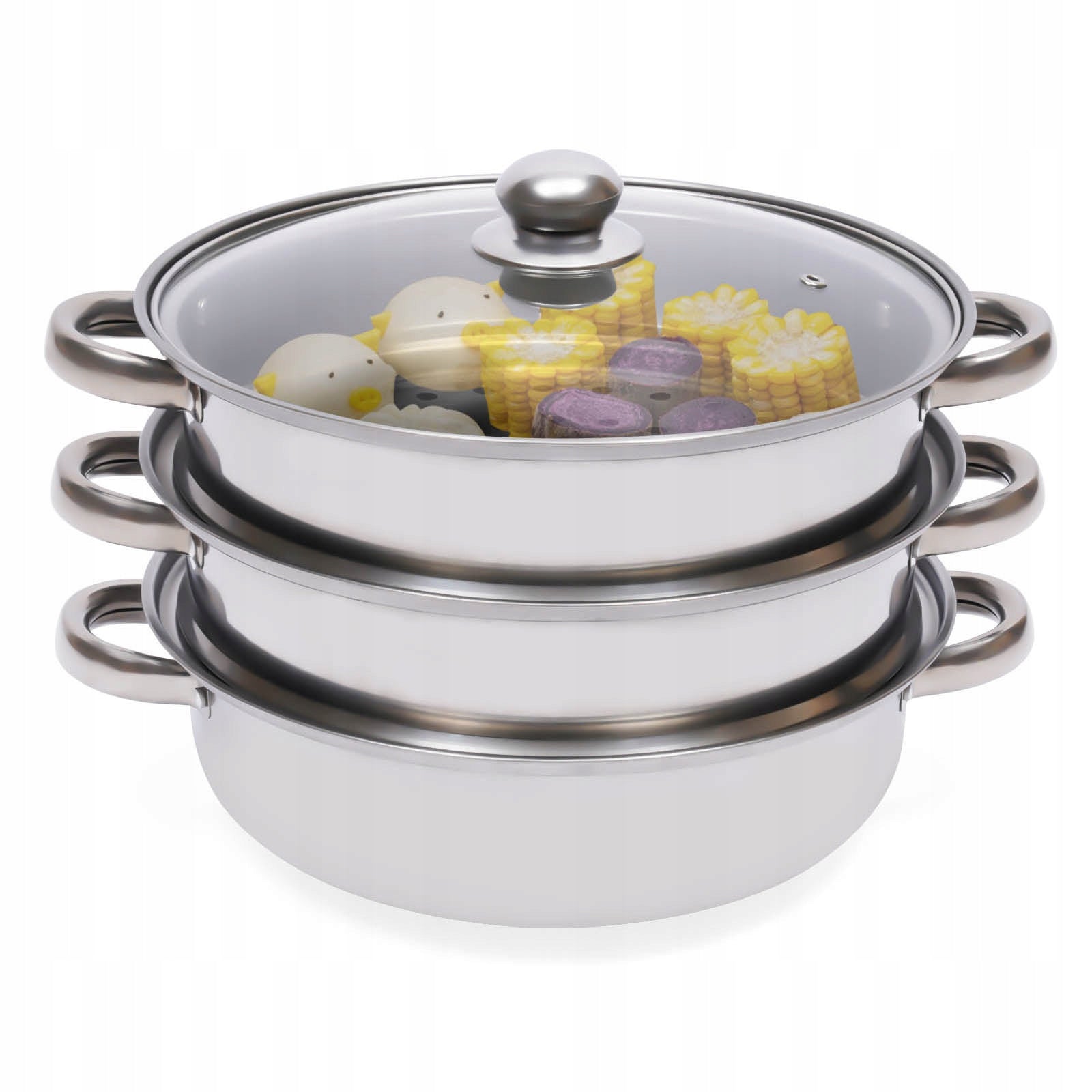 3-Tier Stainless Steel Steamer Pot for Induction Gas Stove 28cm