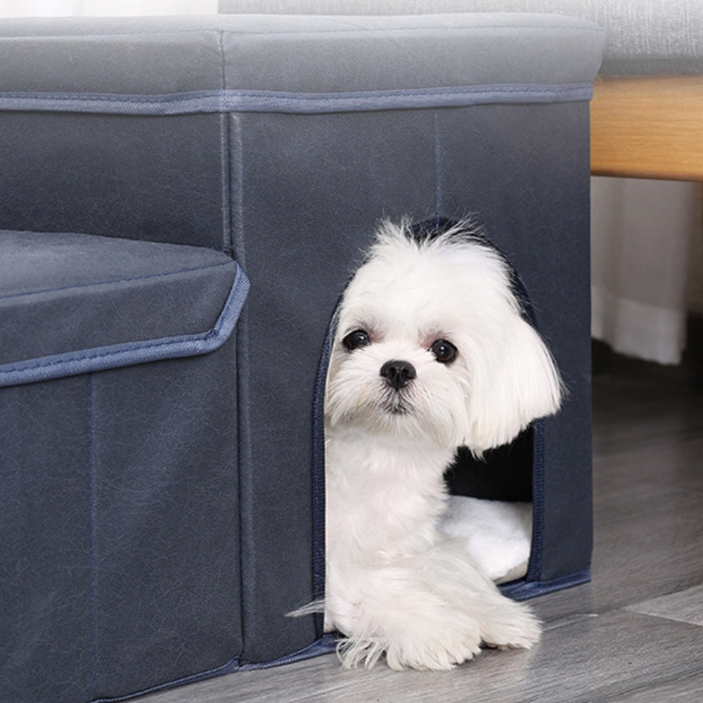 3 Tiers Foldable Stairs, with Storage Space and nest, for Small Pets, blue Manufacturer code HMCWJT-BLUE