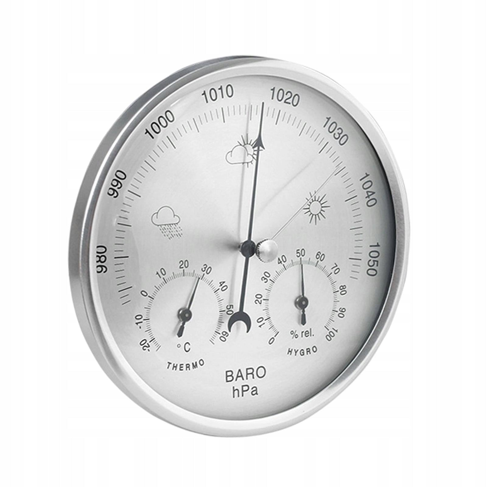 3-in-1 Barometer Traditional Weather Station Wall Decorations Indoor Silver