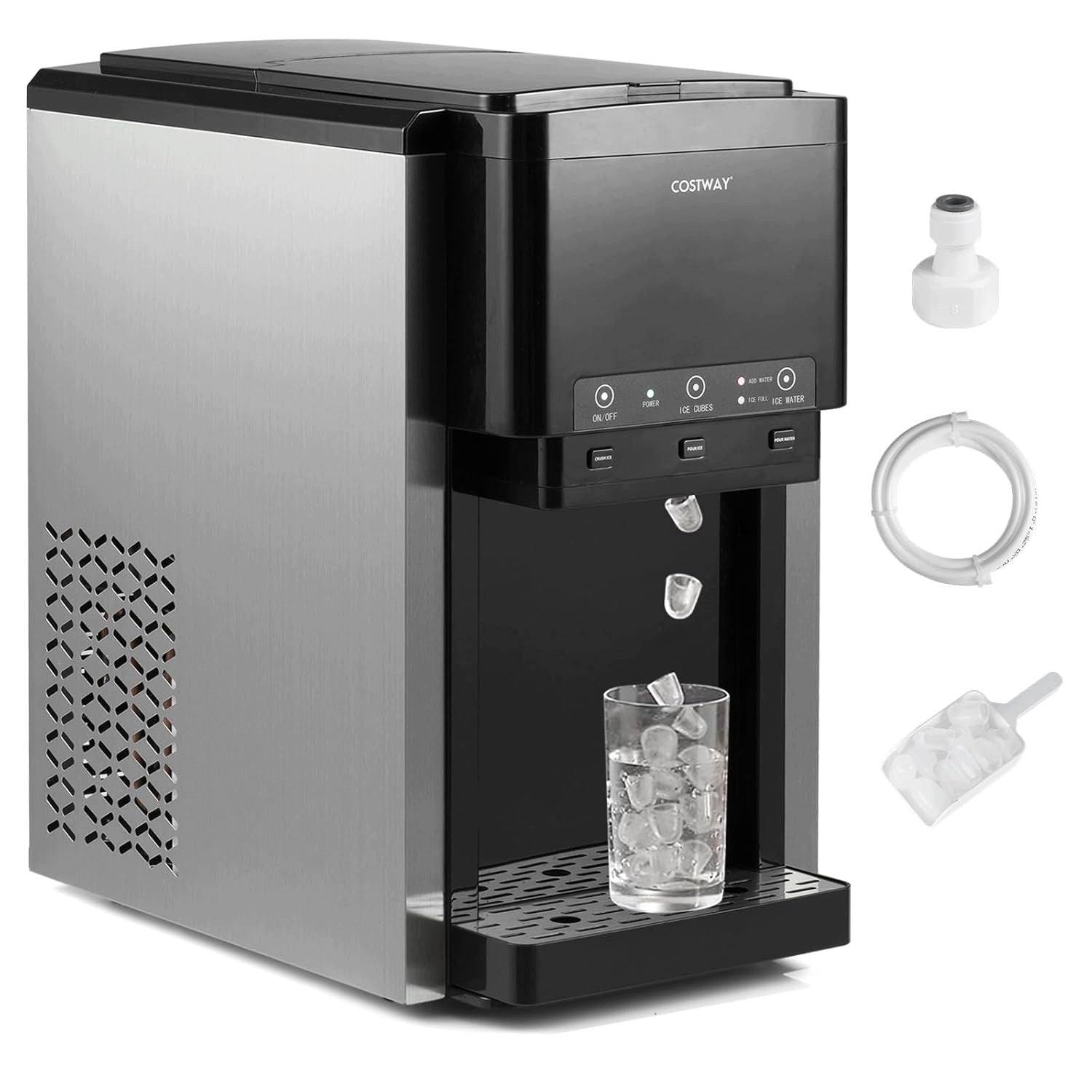 3-in-1 Water Dispenser with Ice Maker and Costway Ice Crushing Function