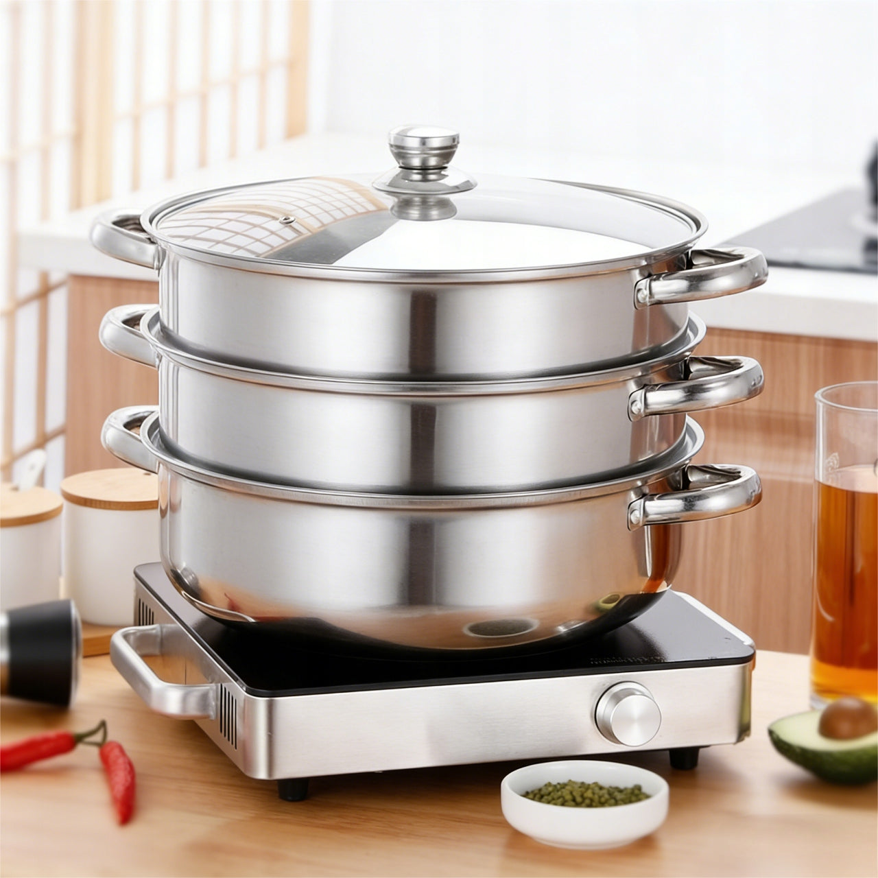 3-storey steam pot stainless steel pressure cooker for home Packaging status original
