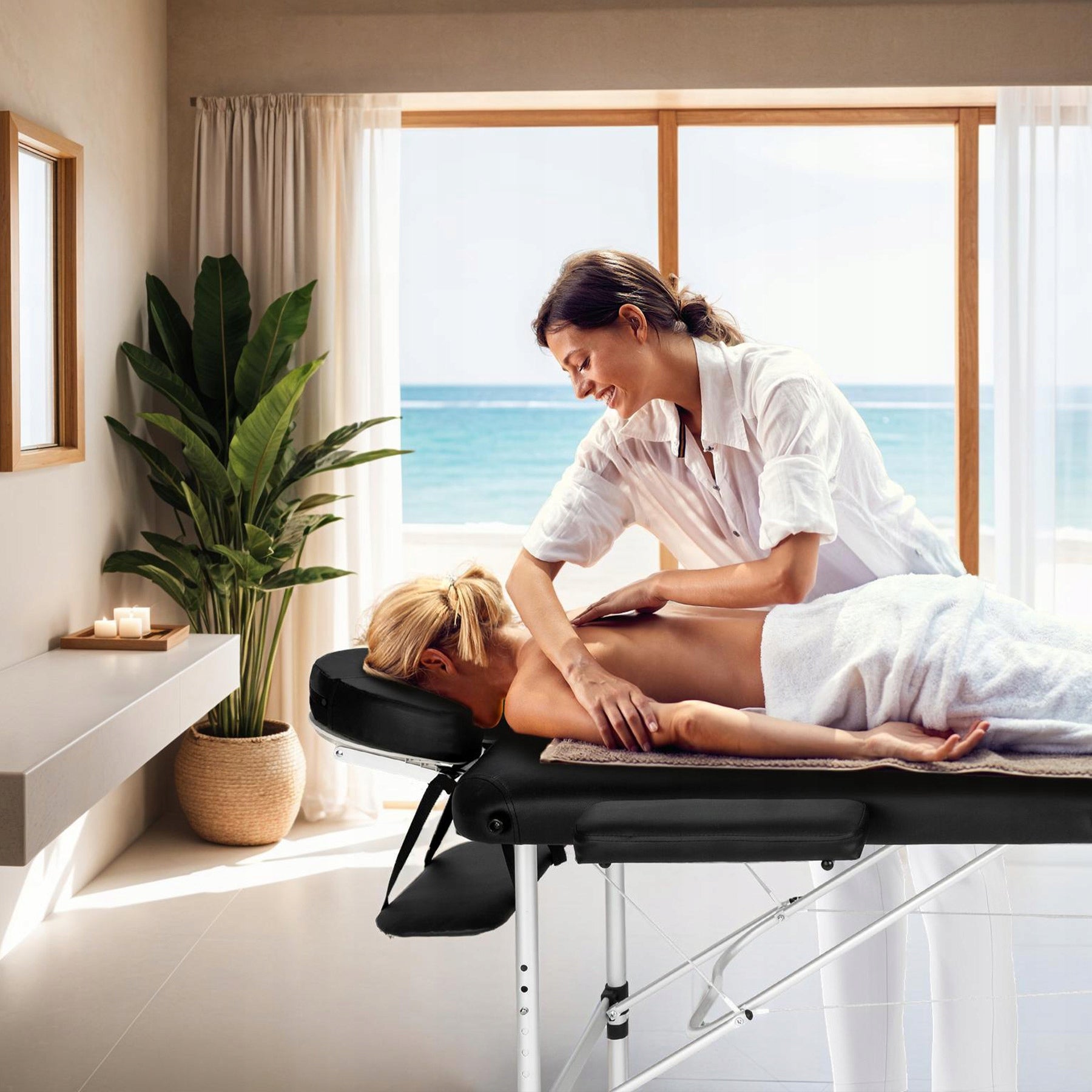 3-zone massage table with 5 cm padding and aluminum frame Brand TecTake