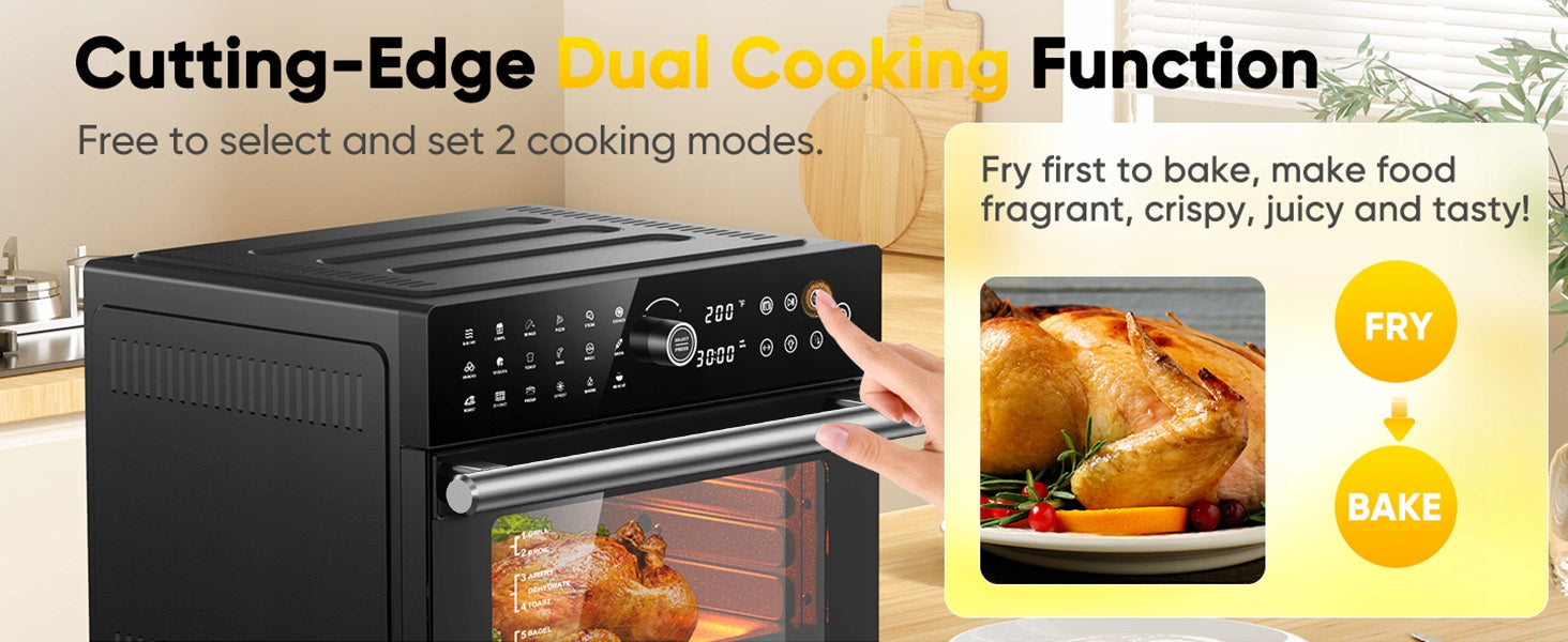 30L 1800W Digital Touch&Knob Air Fryer Oven, 18 Presets, Rotisserie Brand Azmsary