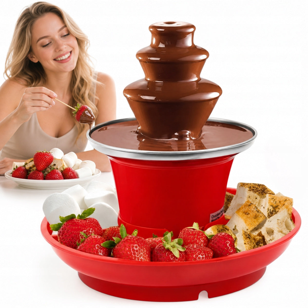 30W CHOCOLATE FOUNTAIN FONDUE MILK CHOCOLATE 3 LEVELS NEW 2026