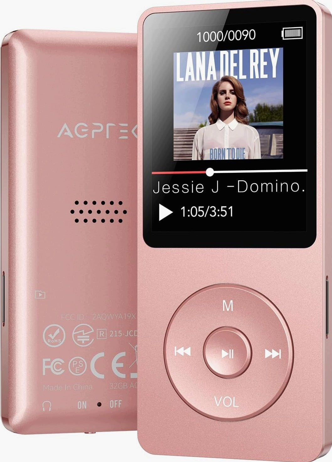 32GB BLUETOOTH PLAYER 5.3 RADIO FM PINK GOLD SOUND HI-FI LIGHT