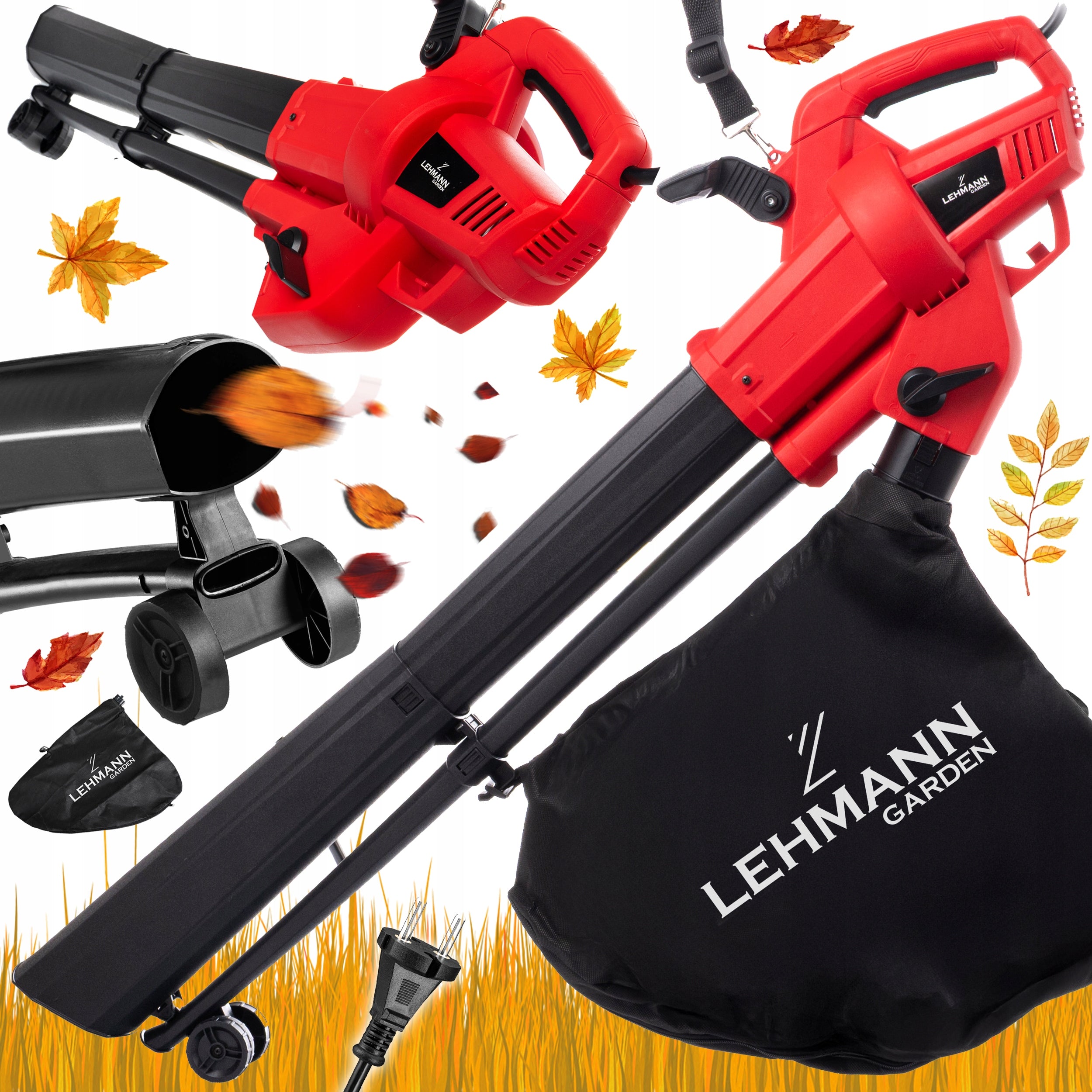 3500W ELECTRIC LEAF BLOWER 40L GARDEN SHREDDER VACUUM CLEANER 2IN1