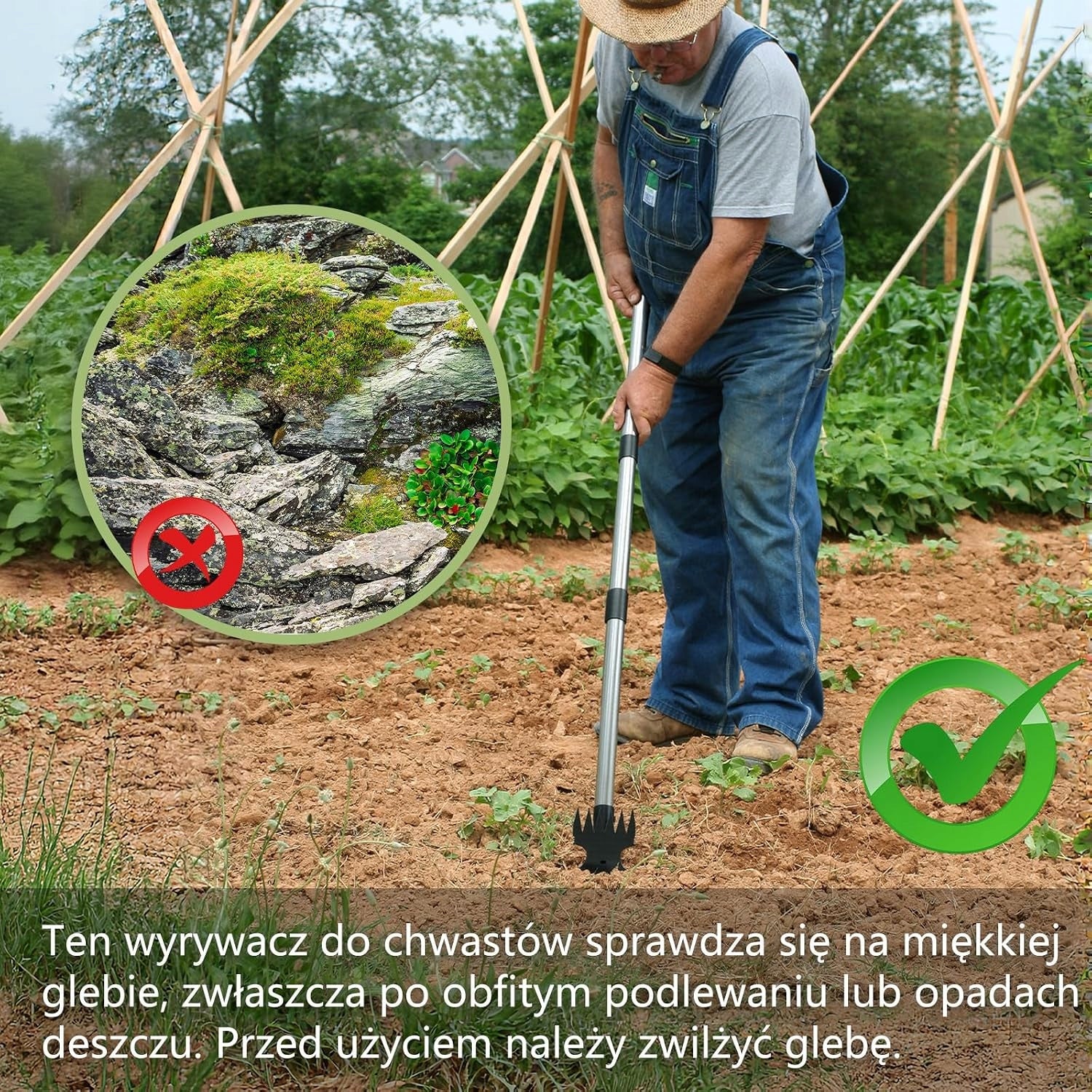 Ravėjimo įrankis 2-in-1, grėblys ir kauptukas, 148 cm rankena