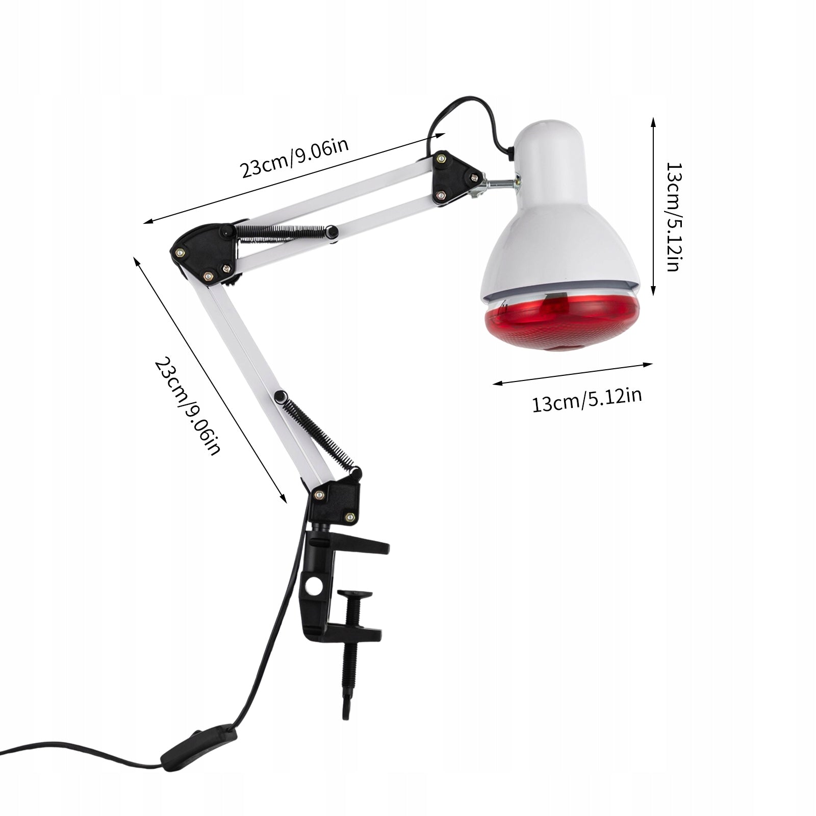 360° Metal Infrared Lamp, 150W 220V Infrared Red Light Therapy Lamp,13*13cm Packaging status original