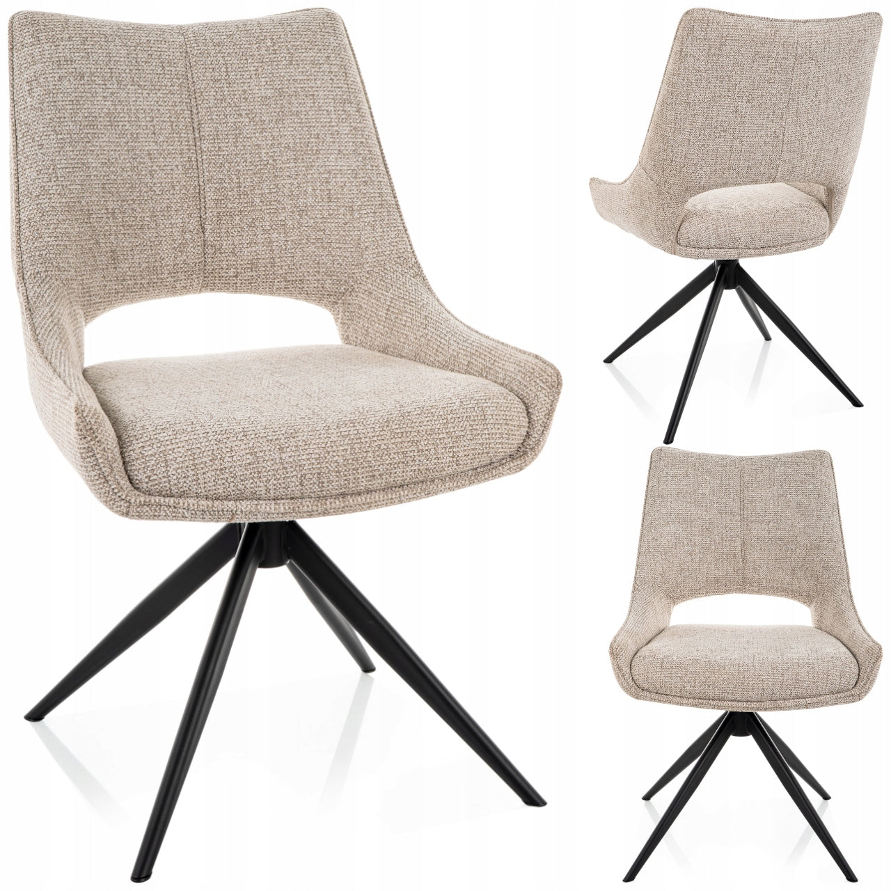 360° upholstered swivel chair FINO I NOELLE beige for living room dining room