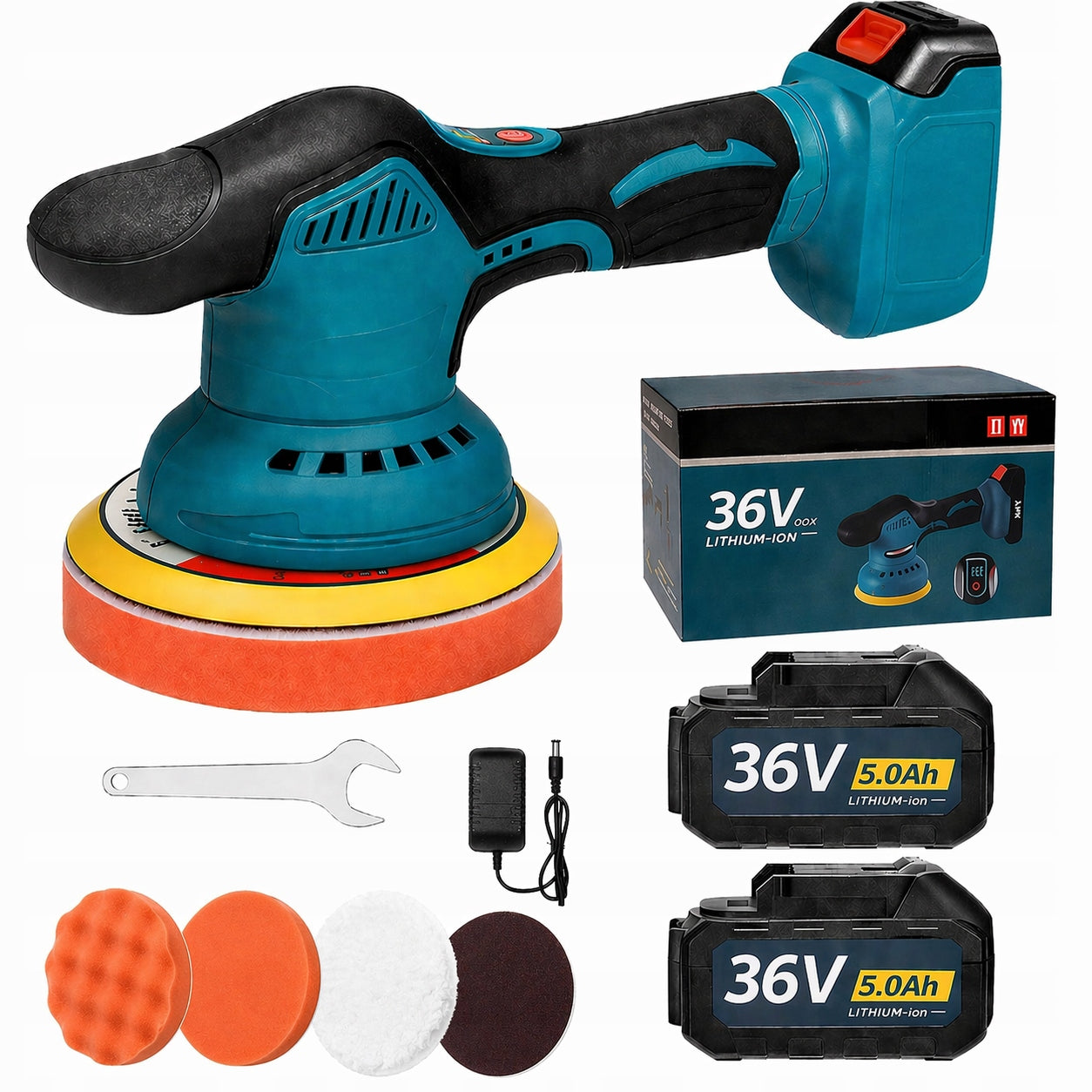 36V CAR BATTERY OPERATED POLISHER + 2x AKU 5.0AH STRONG