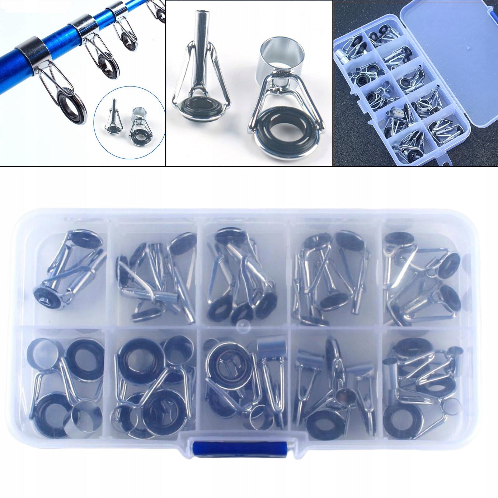 36x Fishing Rod Tip Ring Eye Guide Mixed Size in A Box Fishing Rod Top Tips Model Fishing Rod Tips